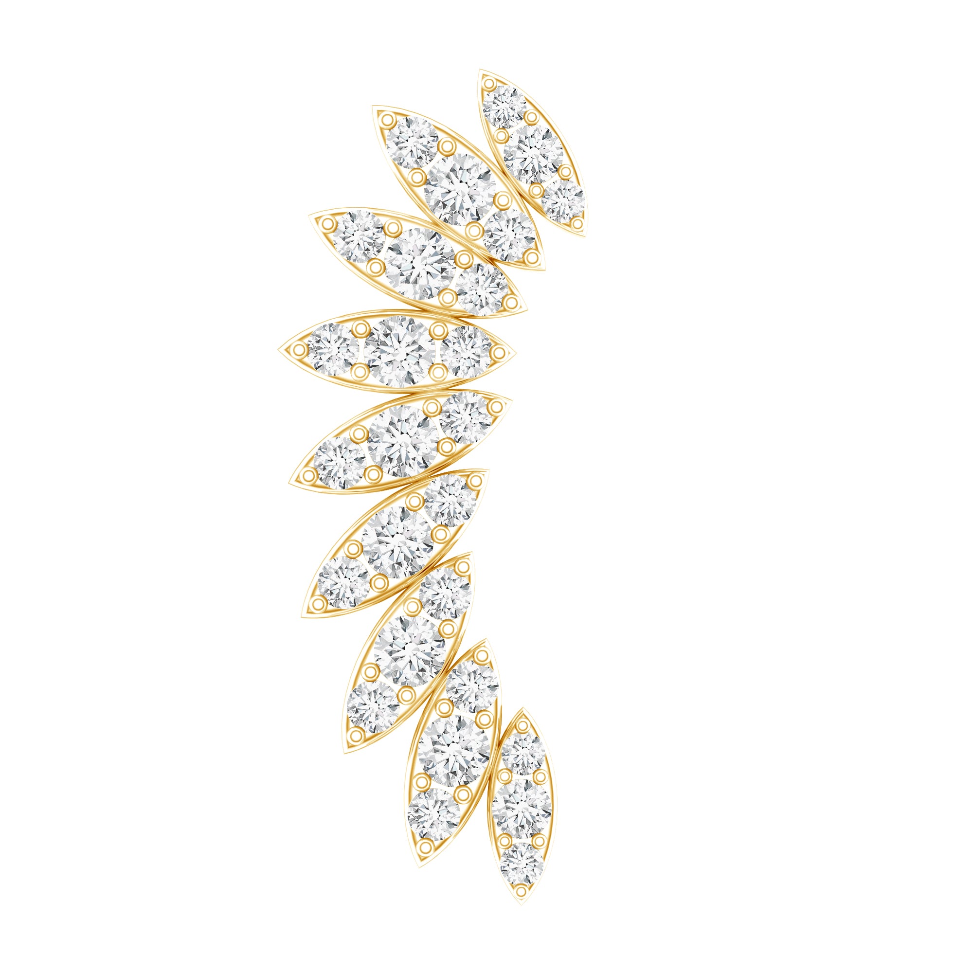 Diamond Wing Crawler Earring for Helix Piercing Lab - ( EF-VS ) - Rosec Jewels