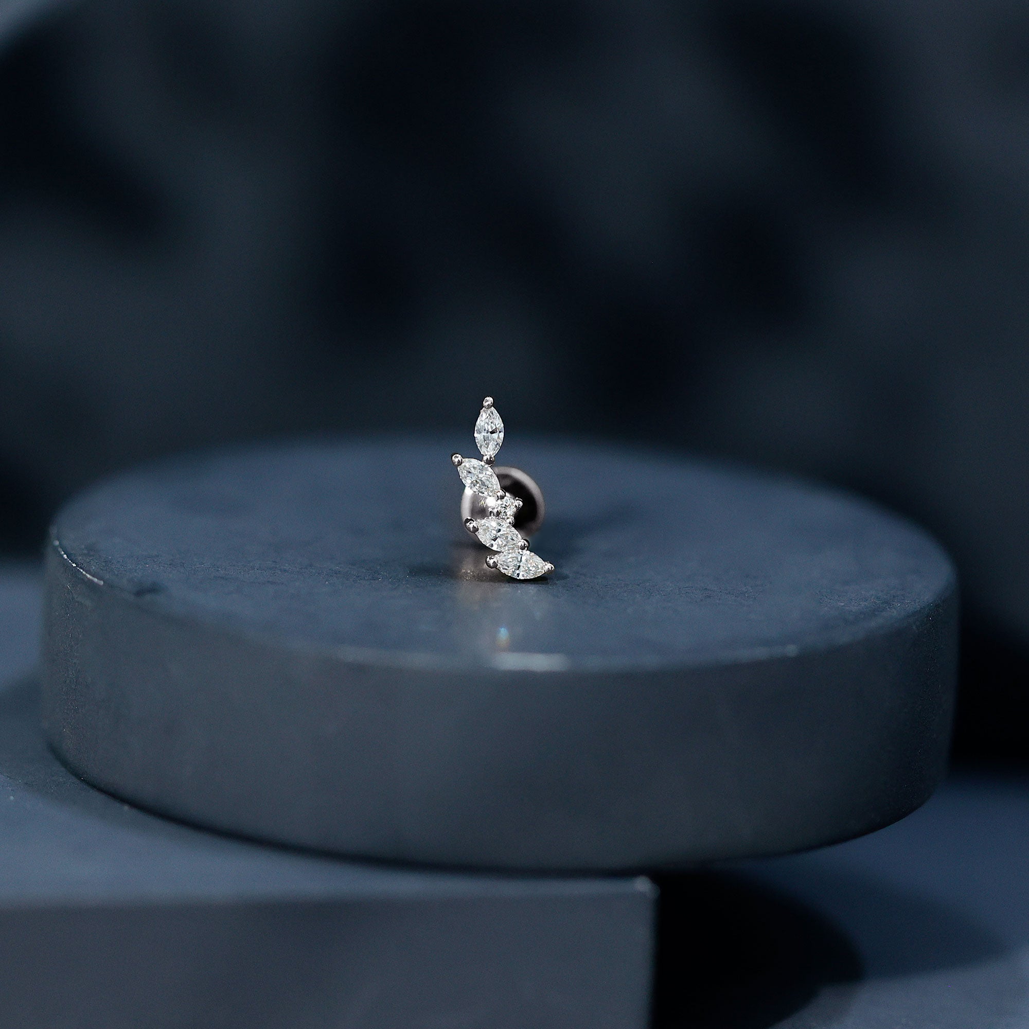 Marquise Shape Diamond Leaf Crawler Helix Earring Lab - ( EF-VS ) - Rosec Jewels