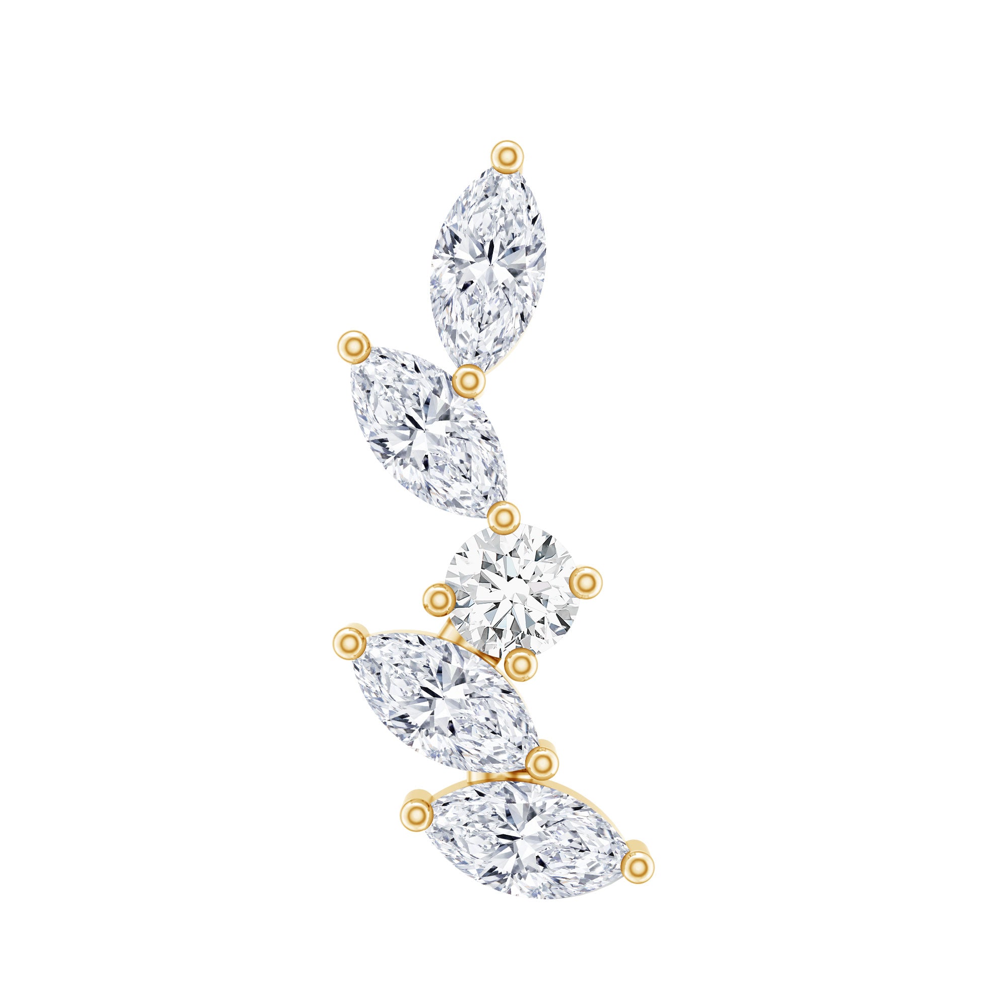 Marquise Shape Diamond Leaf Crawler Helix Earring Lab - ( EF-VS ) - Rosec Jewels