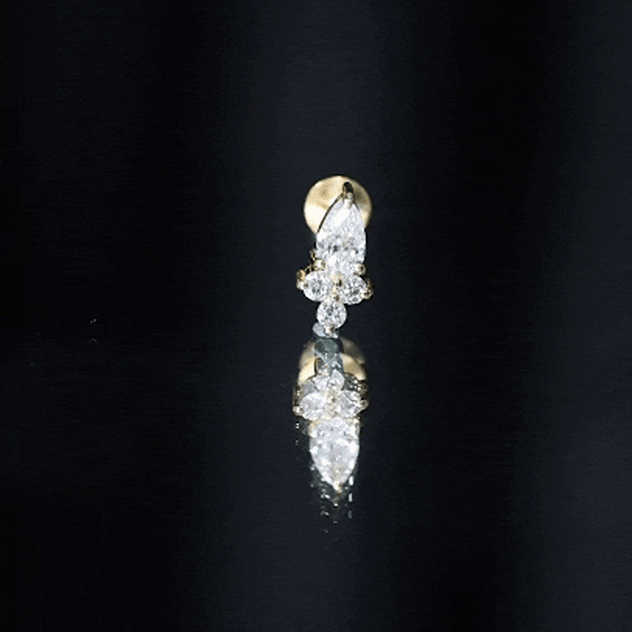 Pear and Round Diamond Earring for Helix Piercing Lab - ( EF-VS ) - Rosec Jewels