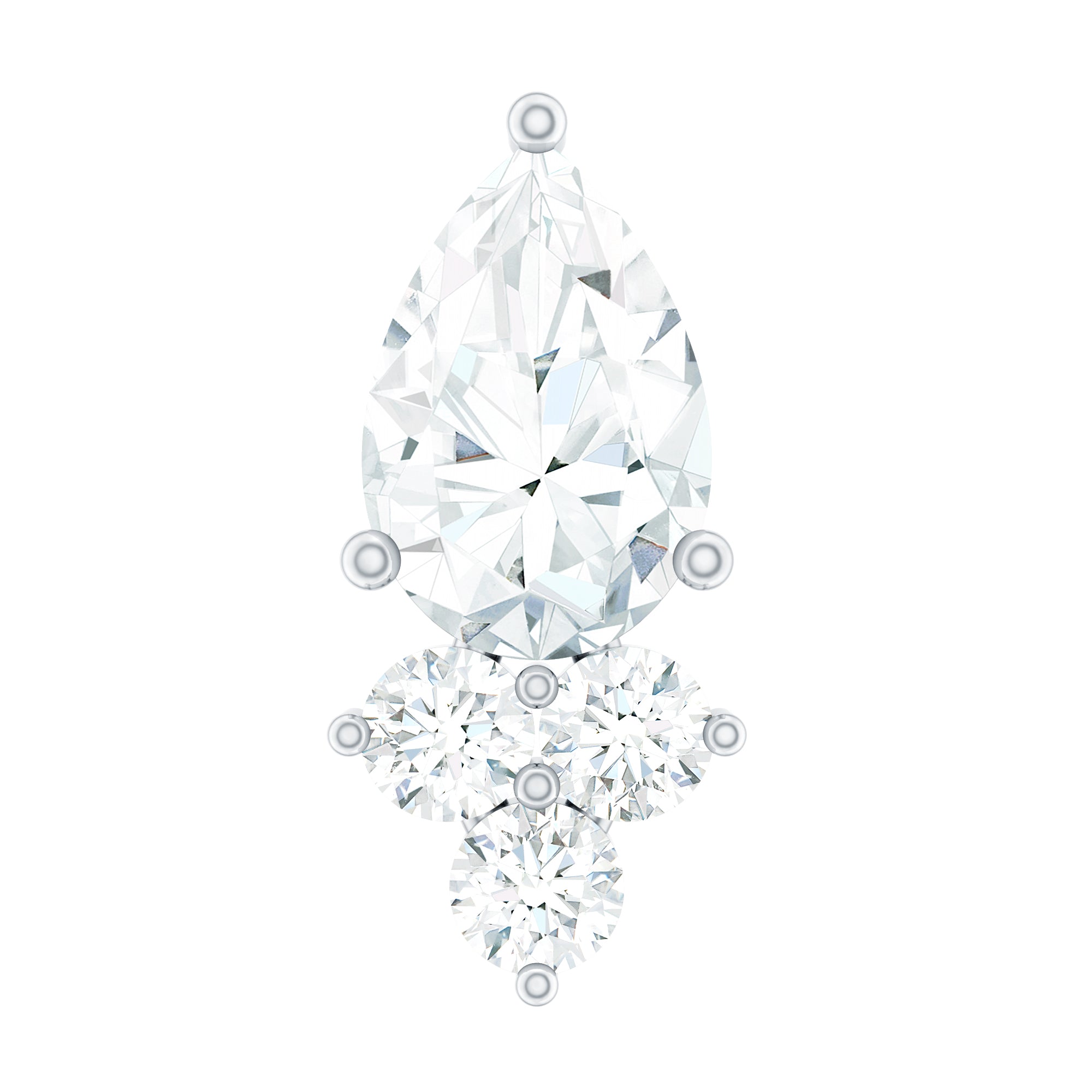 Pear and Round Diamond Earring for Helix Piercing Lab - ( EF-VS ) - Rosec Jewels