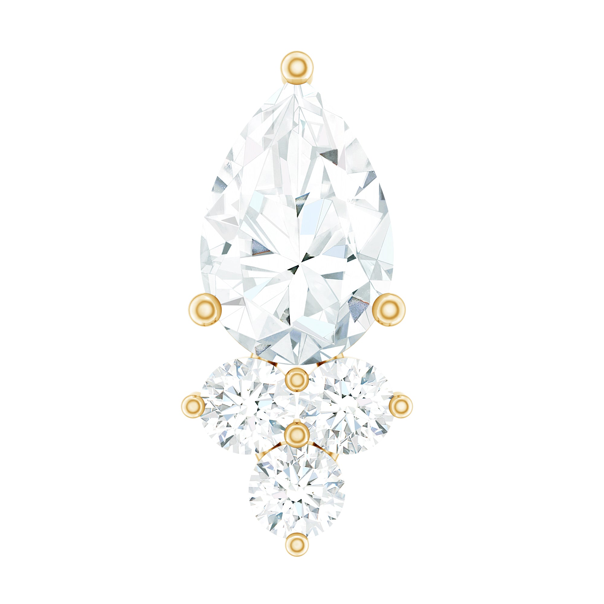 Pear and Round Diamond Earring for Helix Piercing Lab - ( EF-VS ) - Rosec Jewels