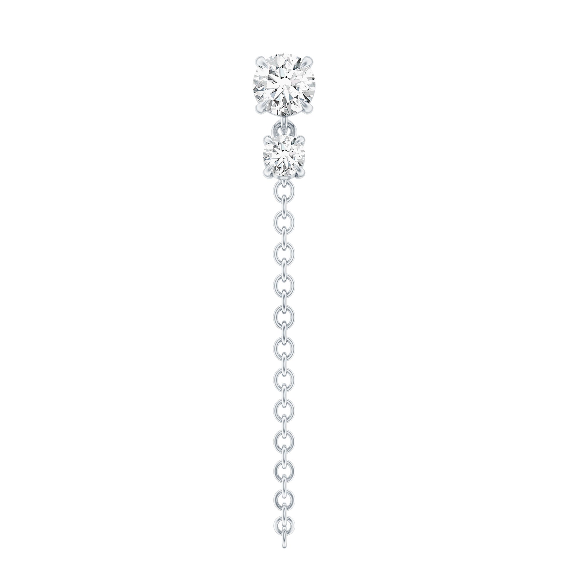 Certified Diamond Chain Drop Earring for Helix Piercing Lab - ( EF-VS ) - Rosec Jewels