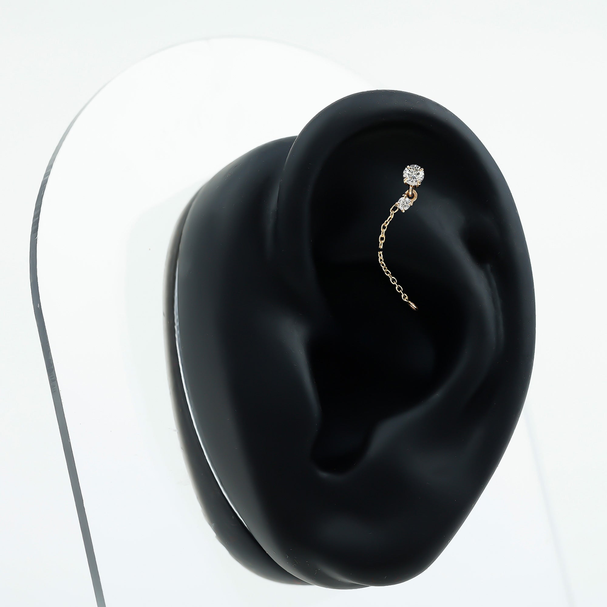 Certified Diamond Chain Drop Earring for Helix Piercing Lab - ( EF-VS ) - Rosec Jewels