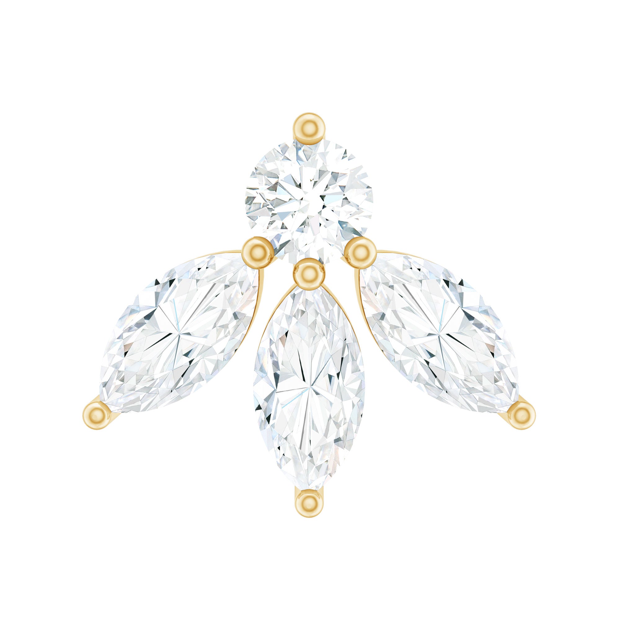 Marquise Shape Diamond Leaf Earring for Helix Piercing Lab - ( EF-VS ) - Rosec Jewels