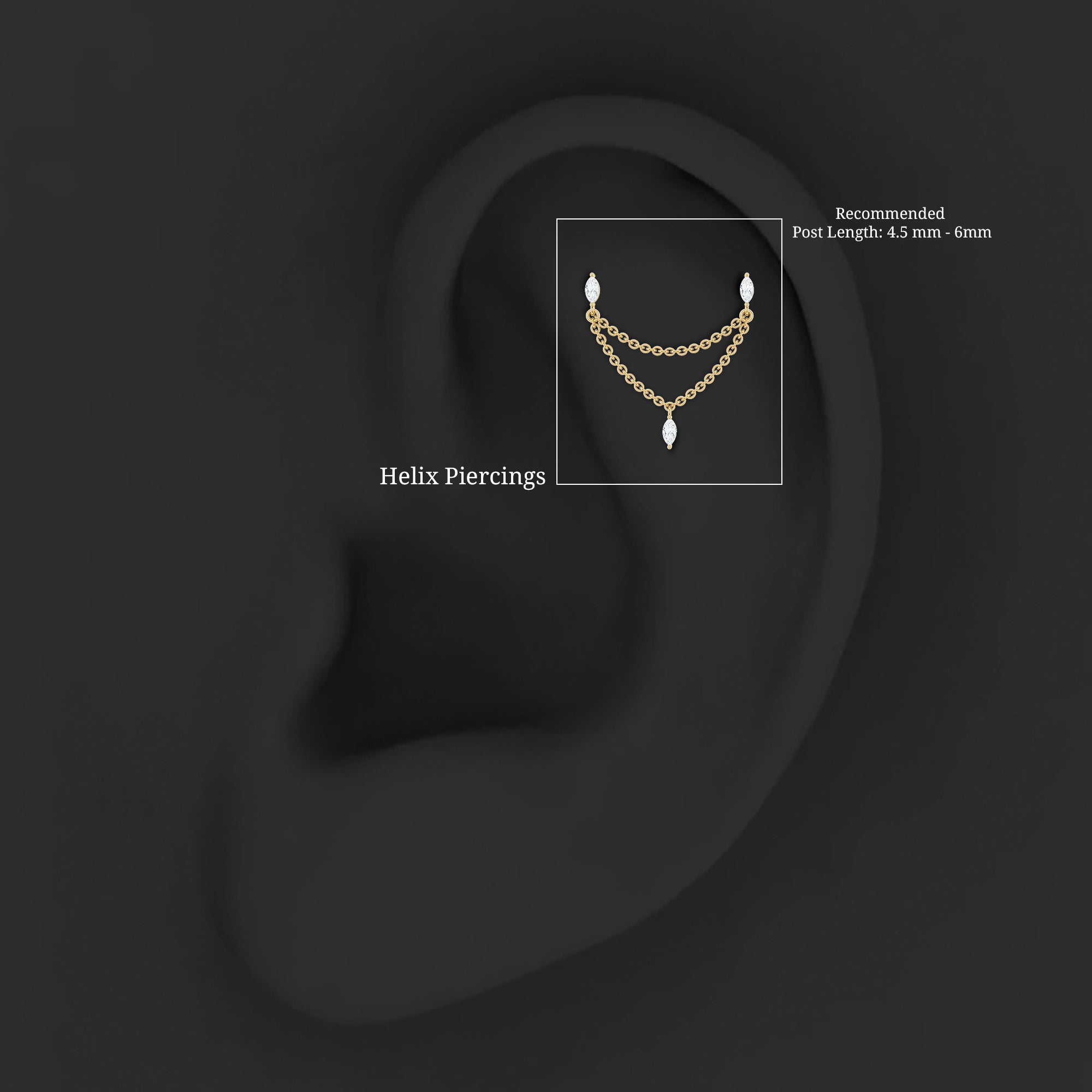 Marquise Moissanite Double Chain Earring for Women D-VS1 - Rosec Jewels