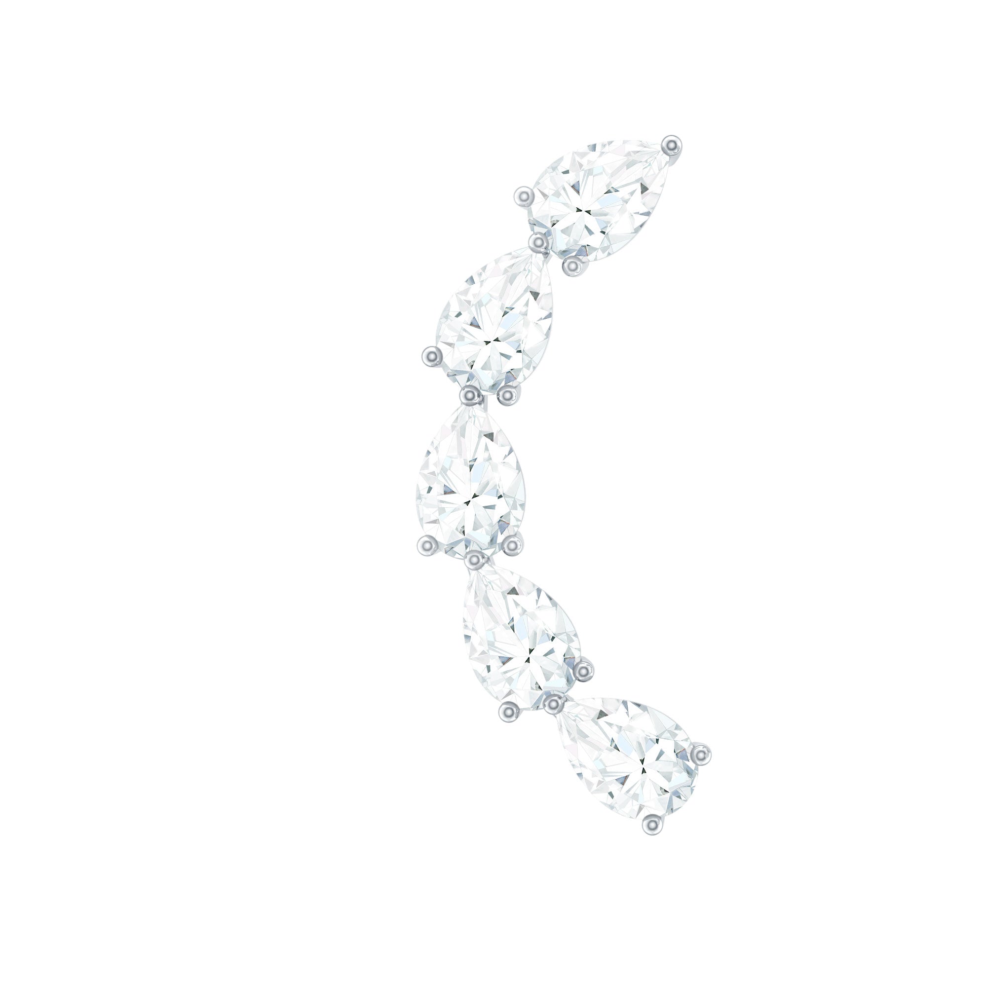 Certified Pear Cut Moissanite Ear Crawler Earring D-VS1 - Rosec Jewels