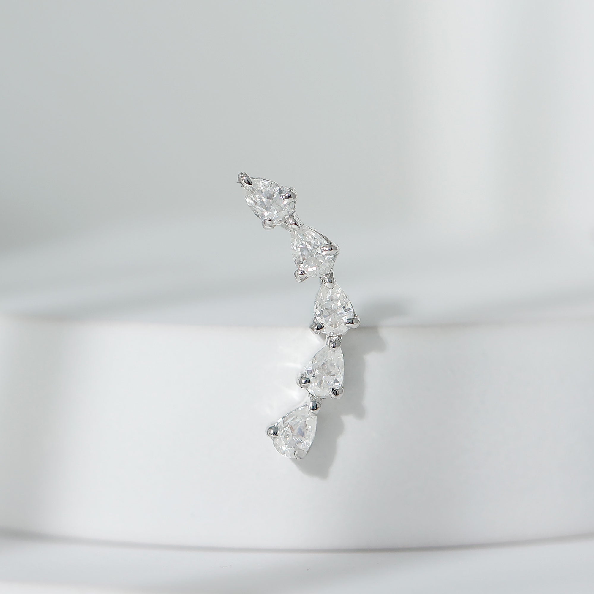Certified Pear Cut Moissanite Ear Crawler Earring D-VS1 - Rosec Jewels