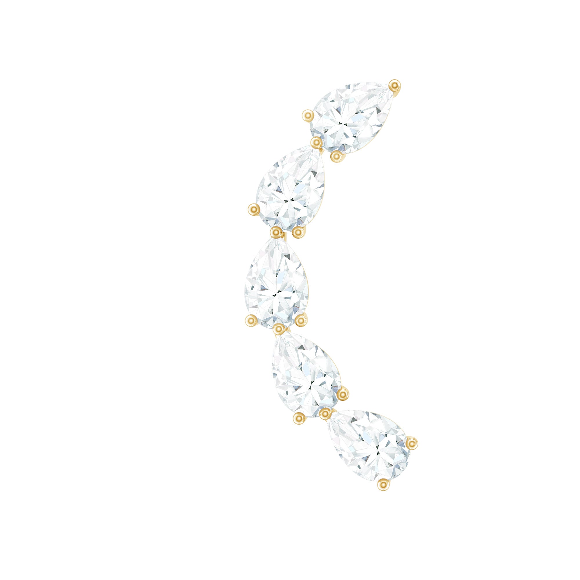 Certified Pear Cut Moissanite Ear Crawler Earring