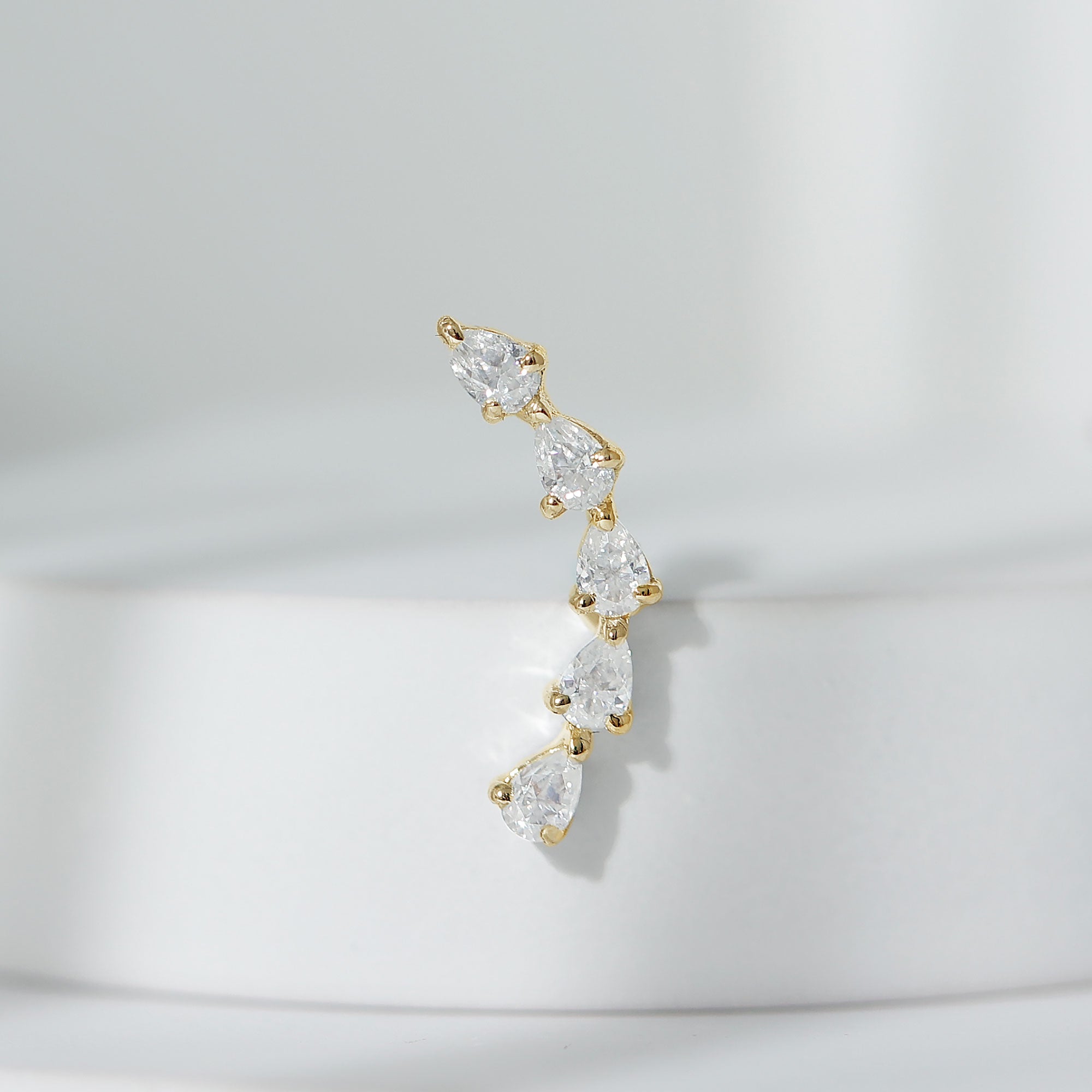 Certified Pear Cut Moissanite Ear Crawler Earring D-VS1 - Rosec Jewels