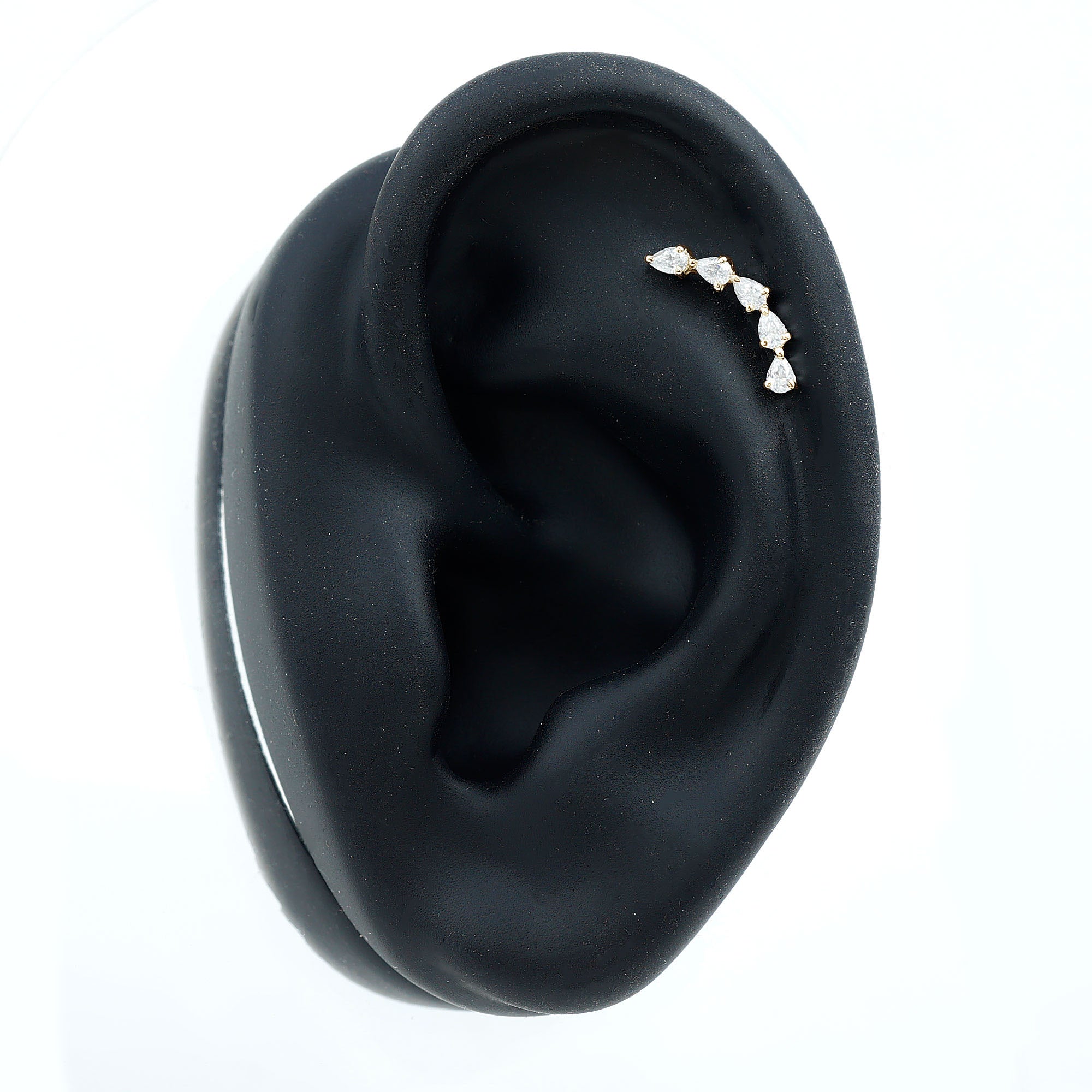 Certified Pear Cut Moissanite Ear Crawler Earring D-VS1 - Rosec Jewels