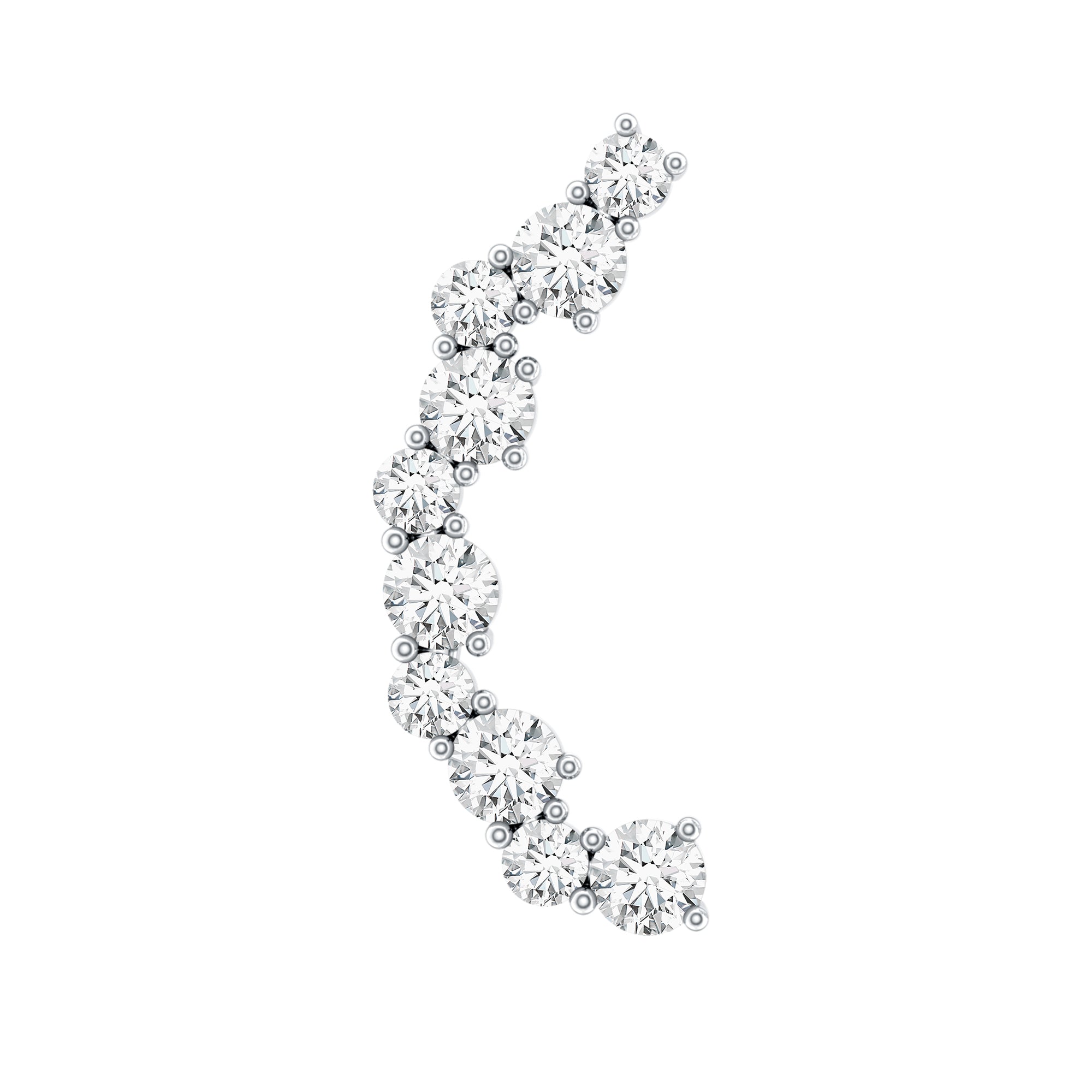 Round Cut Moissanite Ear Crawler Earring for Helix Piercing D-VS1 - Rosec Jewels