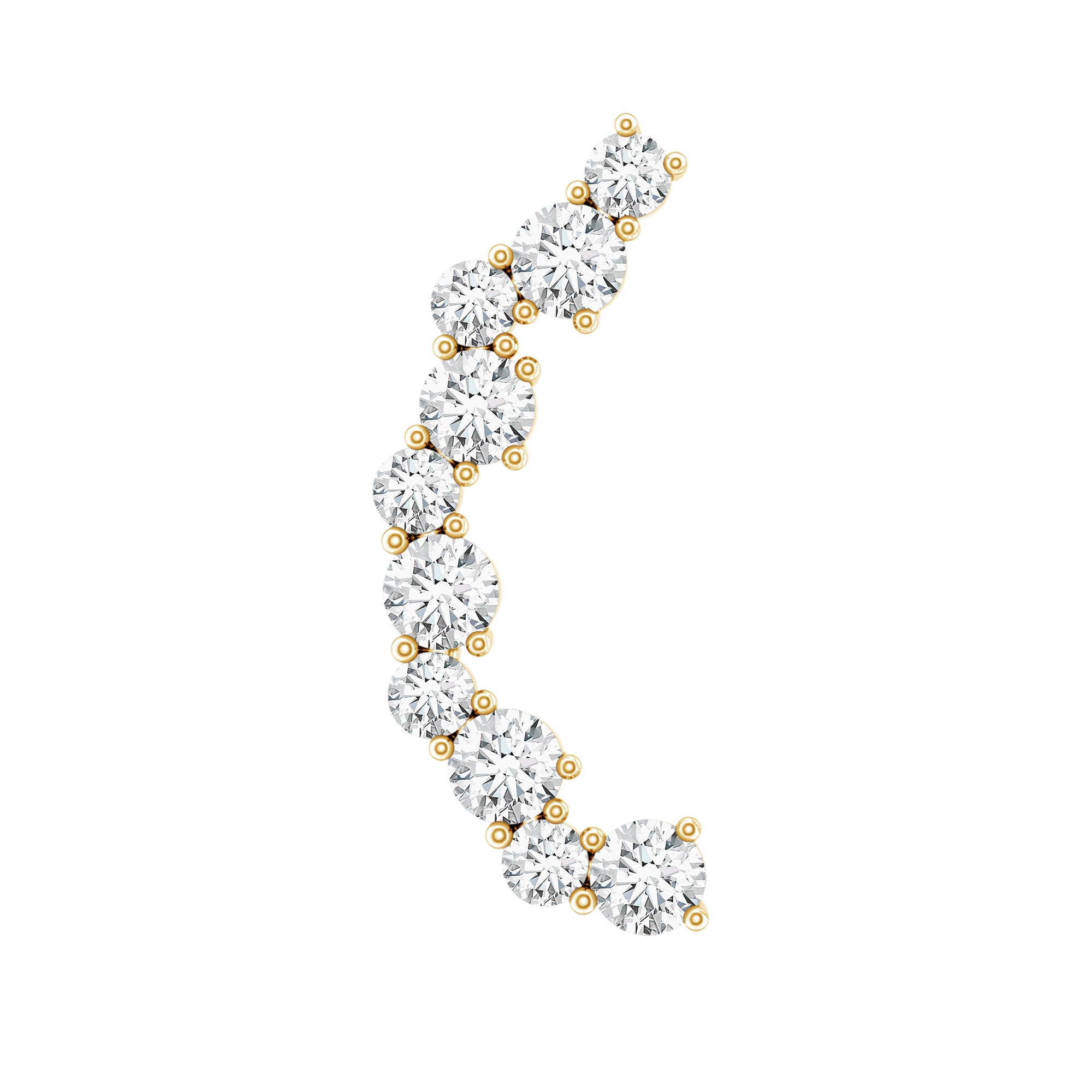 Round Cut Moissanite Ear Crawler Earring for Helix Piercing D-VS1 - Rosec Jewels