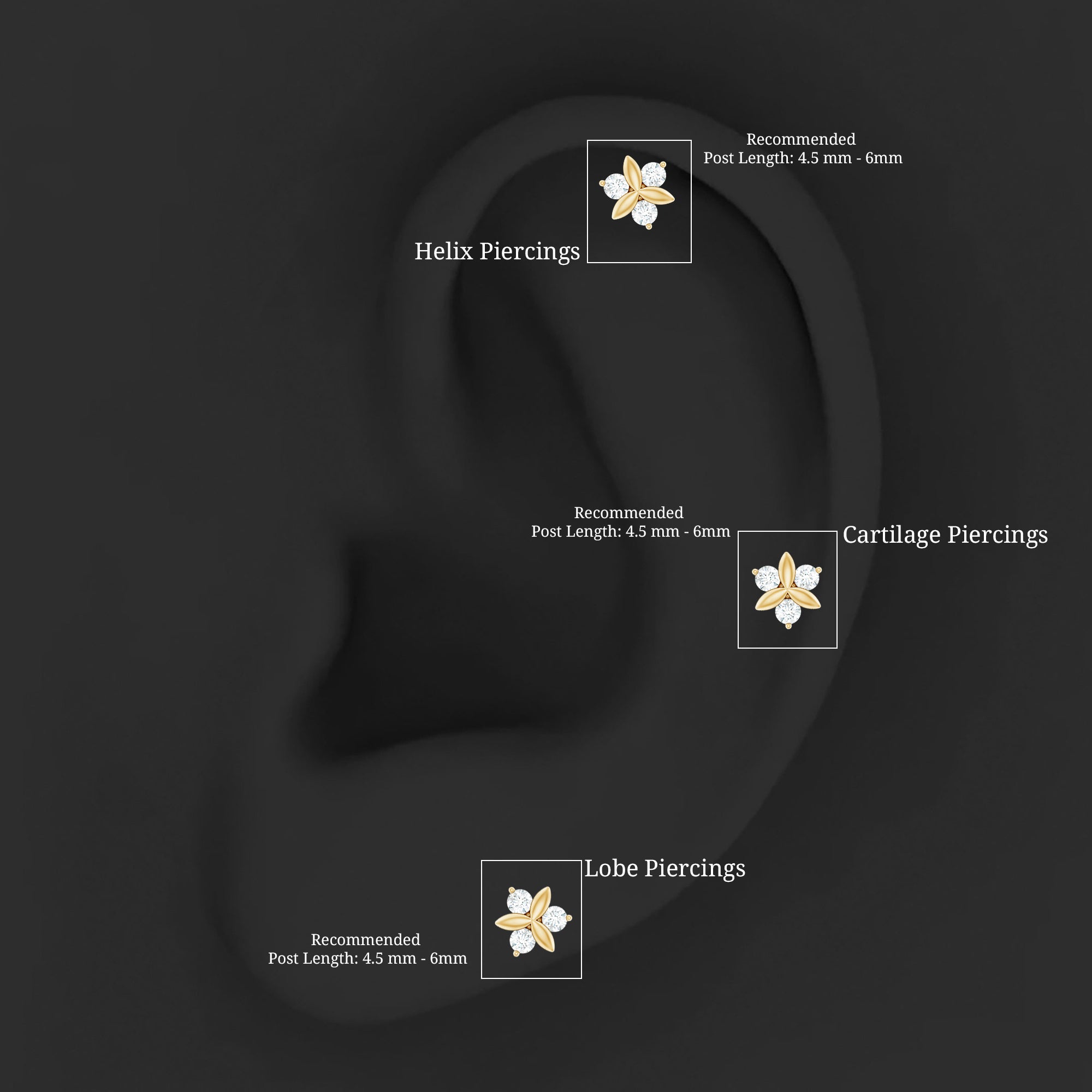 Brilliant Cut Diamond Floral Earring for Conch Piercing Natural - ( HI-SI ) - Rosec Jewels