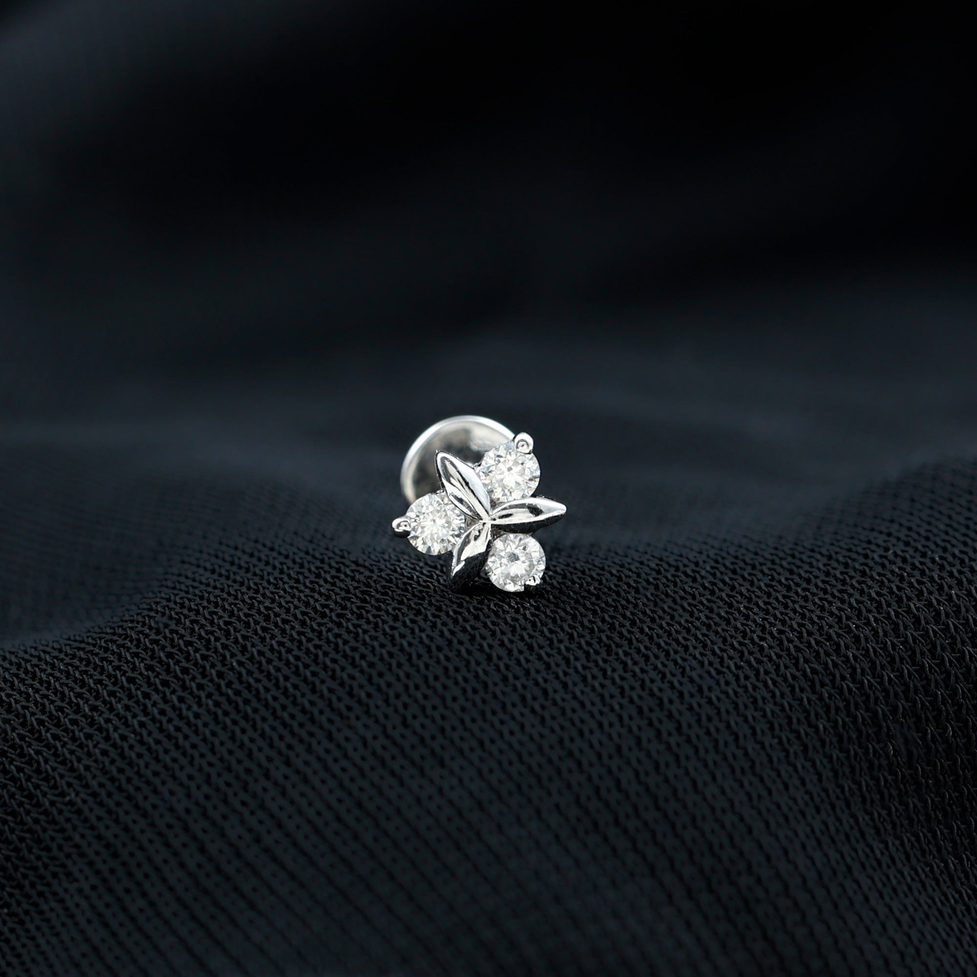 Brilliant Cut Diamond Floral Earring for Conch Piercing Natural - ( HI-SI ) - Rosec Jewels