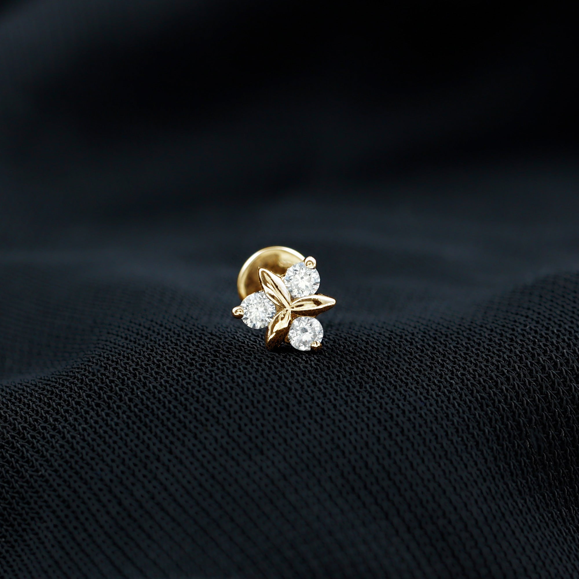 Brilliant Cut Diamond Floral Earring for Conch Piercing Natural - ( HI-SI ) - Rosec Jewels