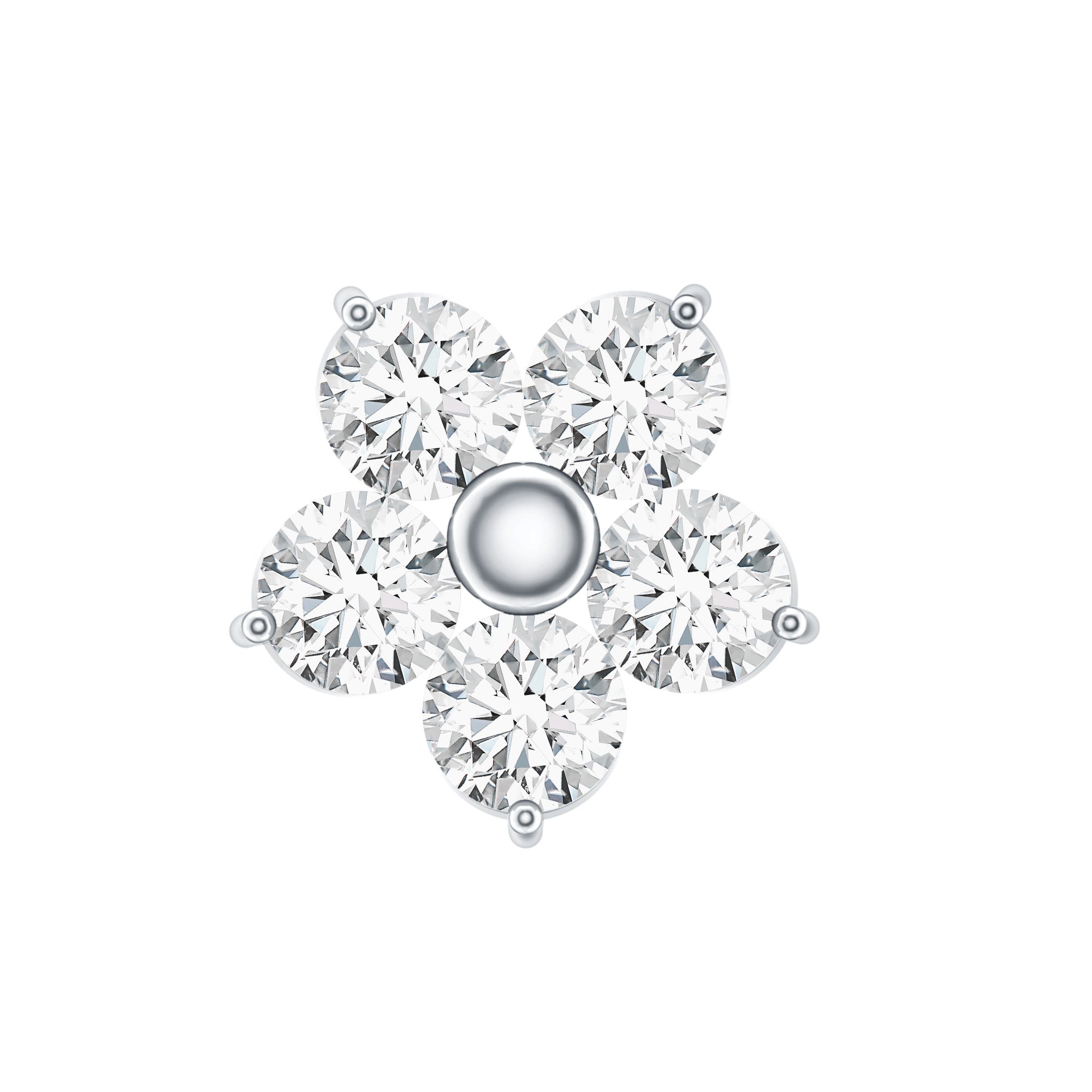 Minimalist Diamond Flower Tragus Earring with Flat Back Natural - ( HI-SI ) - Rosec Jewels