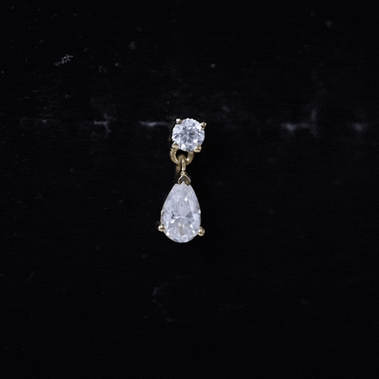 Moissanite Teardrop Earring for Helix Piercing D-VS1 - Rosec Jewels