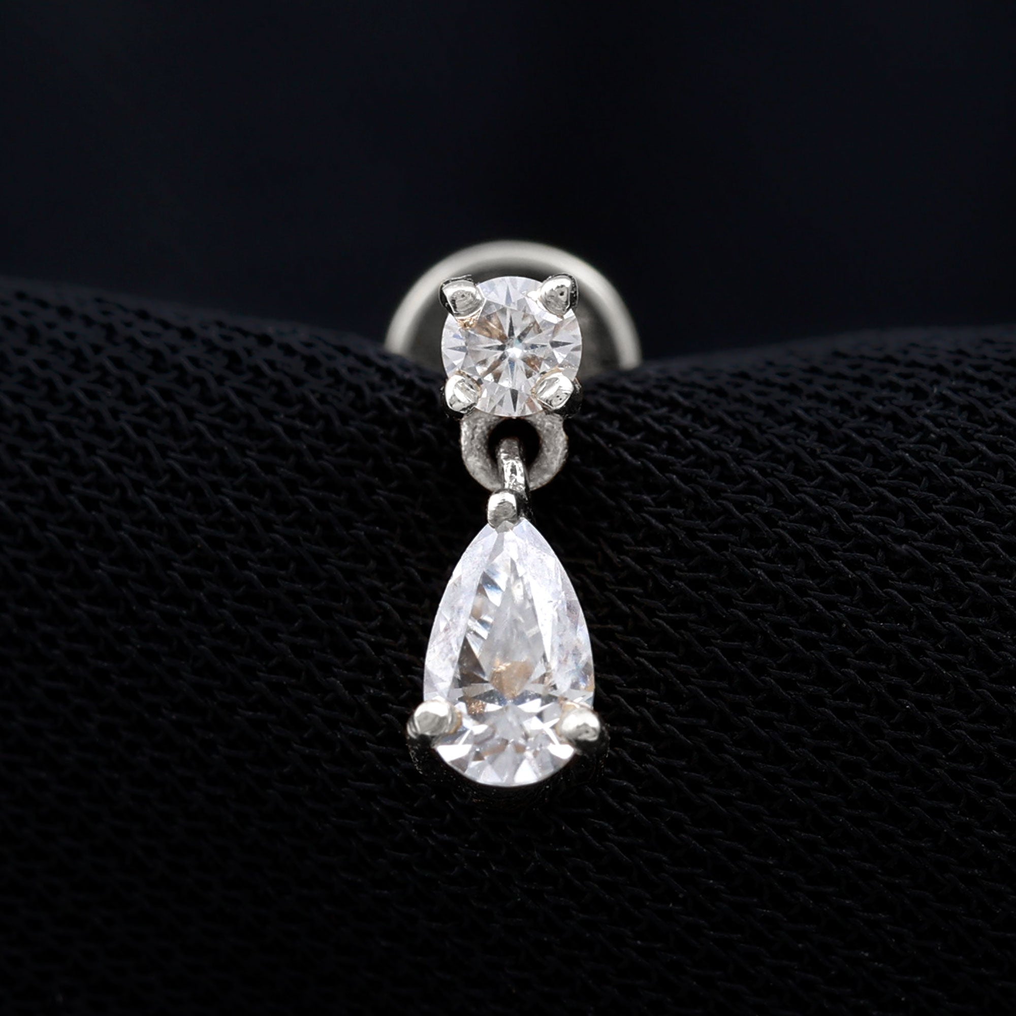 Moissanite Teardrop Earring for Helix Piercing D-VS1 - Rosec Jewels