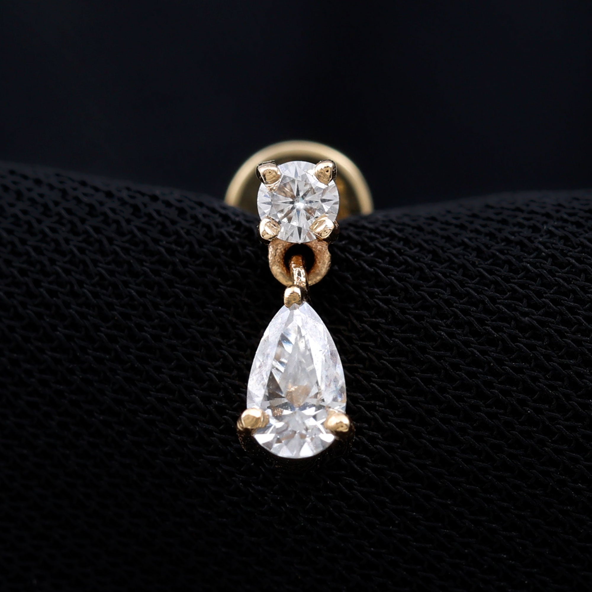 Moissanite Teardrop Earring for Helix Piercing D-VS1 - Rosec Jewels