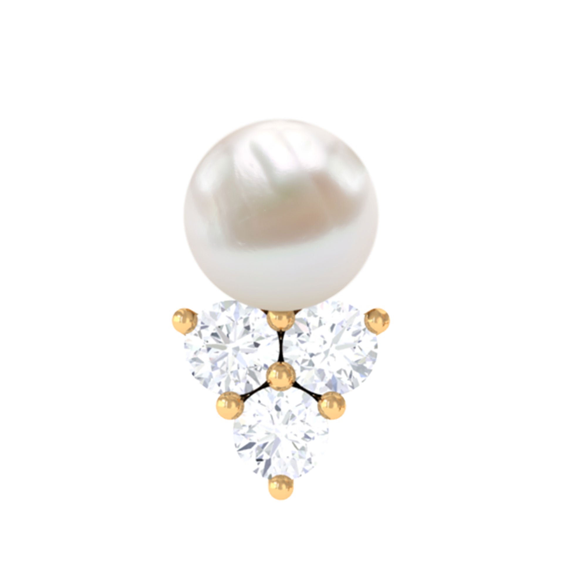 Rosec Jewels-Minimal Freshwater Pearl and Moissanite Tragus Earring