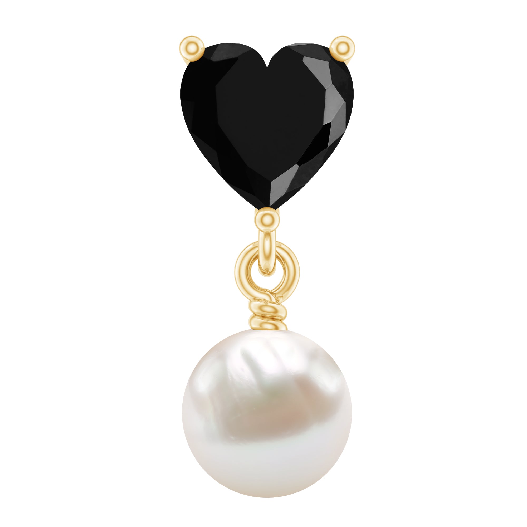 Real Black Onyx and Freshwater Pearl Helix Drop Earring AAA - Rosec Jewels