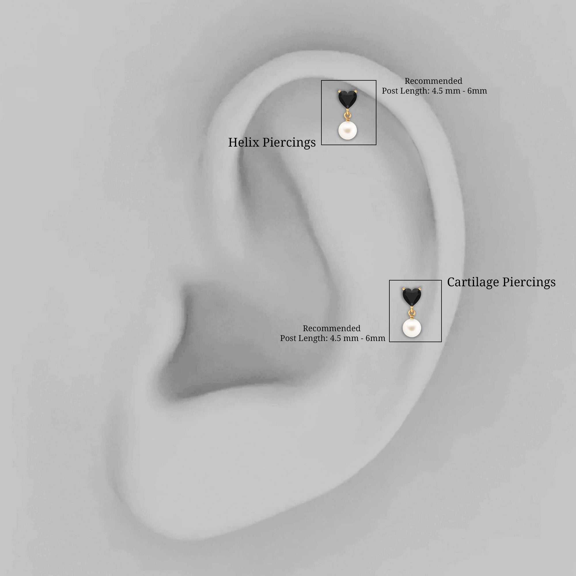 Real Black Onyx and Freshwater Pearl Helix Drop Earring AAA - Rosec Jewels