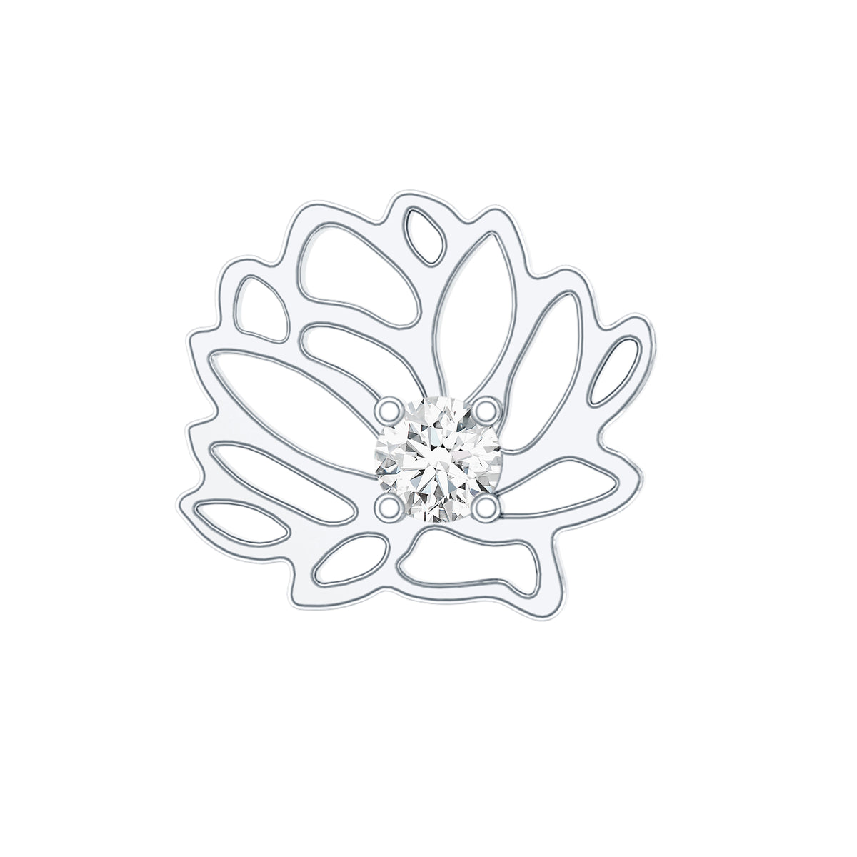 Diamond Lotus Flower Earring for Conch Piercing Lab - ( EF-VS ) - Rosec Jewels