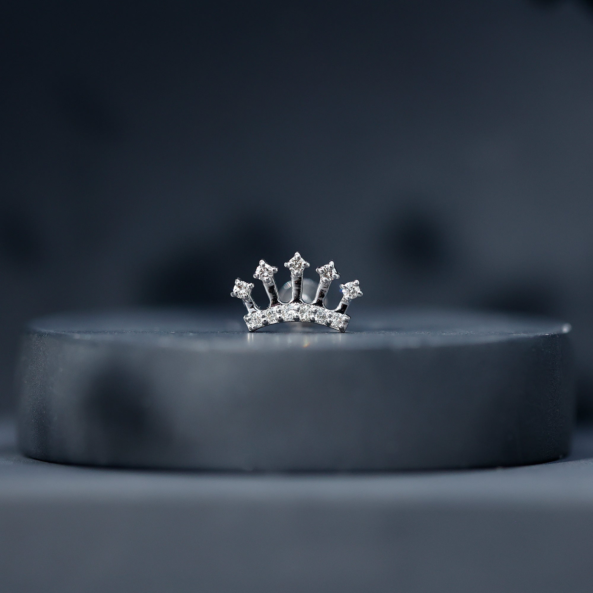 Certified Diamond Crown Earring for Helix Piercing Lab - ( EF-VS ) - Rosec Jewels