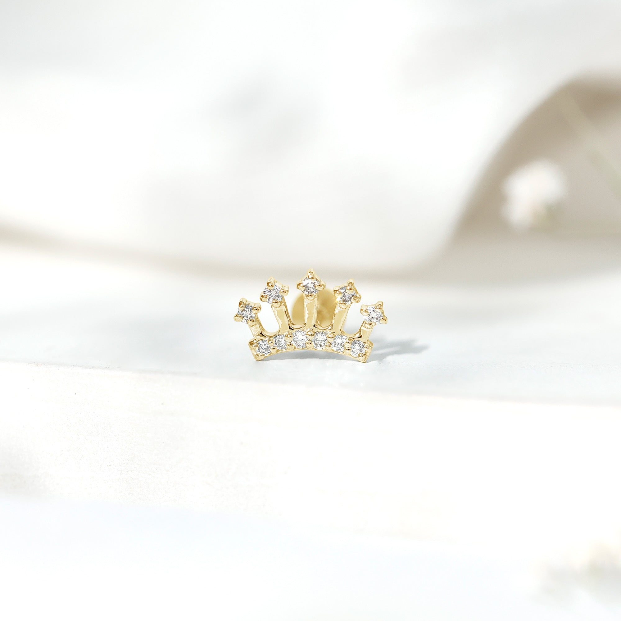 Certified Diamond Crown Earring for Helix Piercing Lab - ( EF-VS ) - Rosec Jewels
