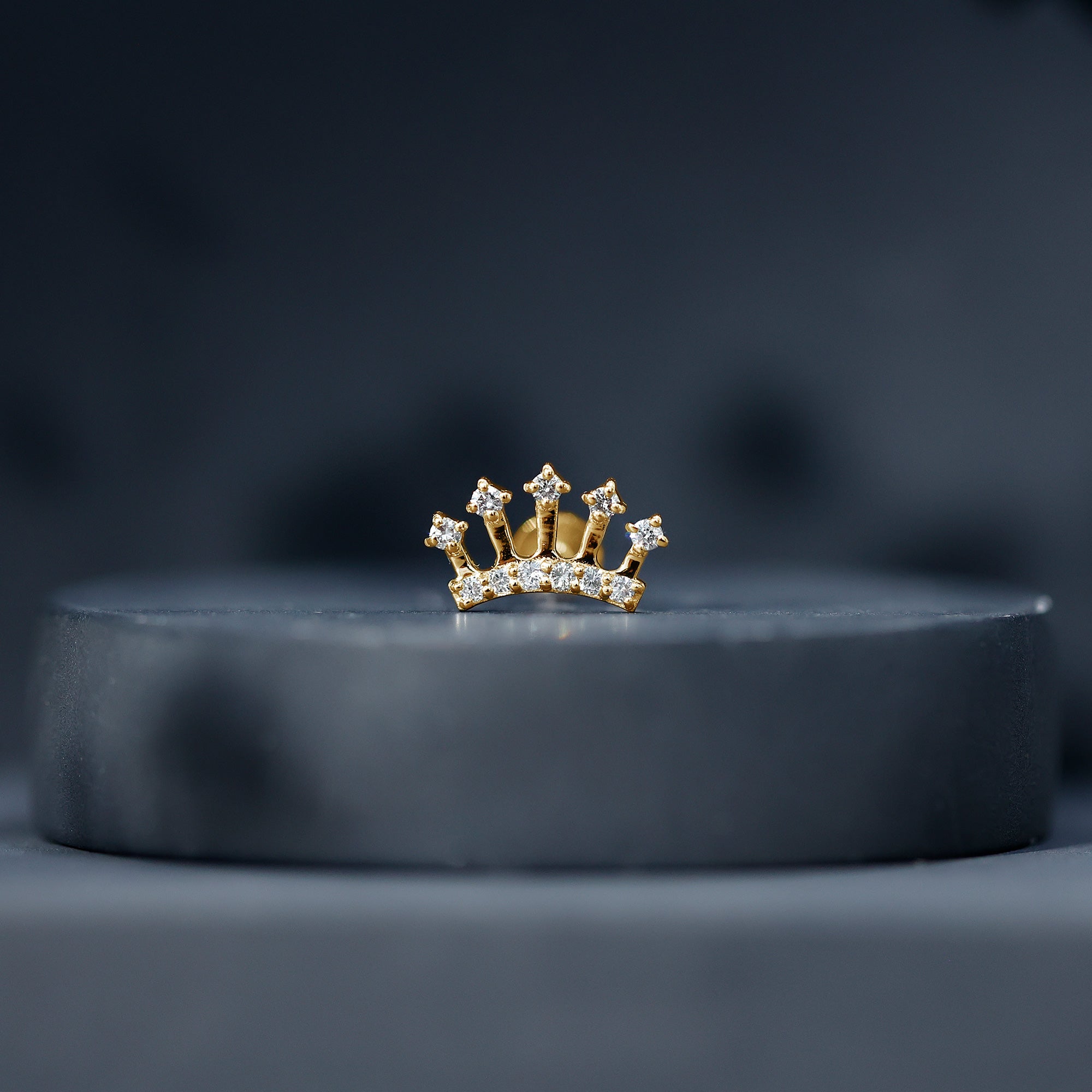Certified Diamond Crown Earring for Helix Piercing Lab - ( EF-VS ) - Rosec Jewels