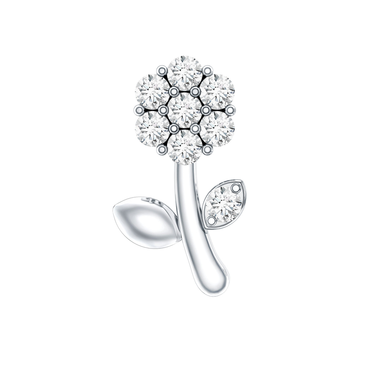 Diamond Flower Helix Earring Lab - ( EF-VS ) - Rosec Jewels