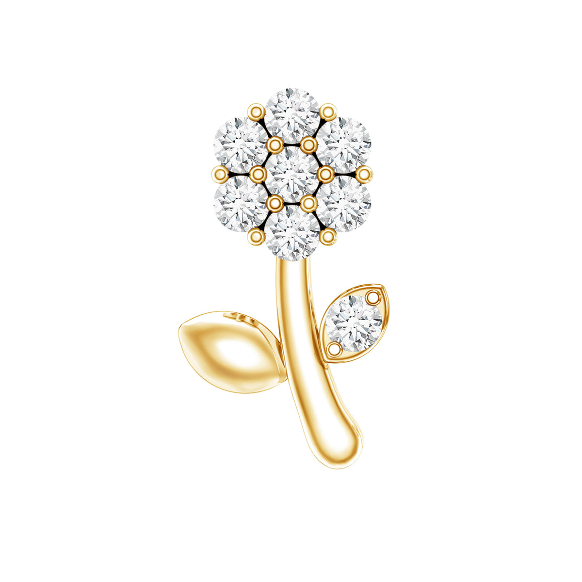 Diamond Flower Helix Earring Lab - ( EF-VS ) - Rosec Jewels