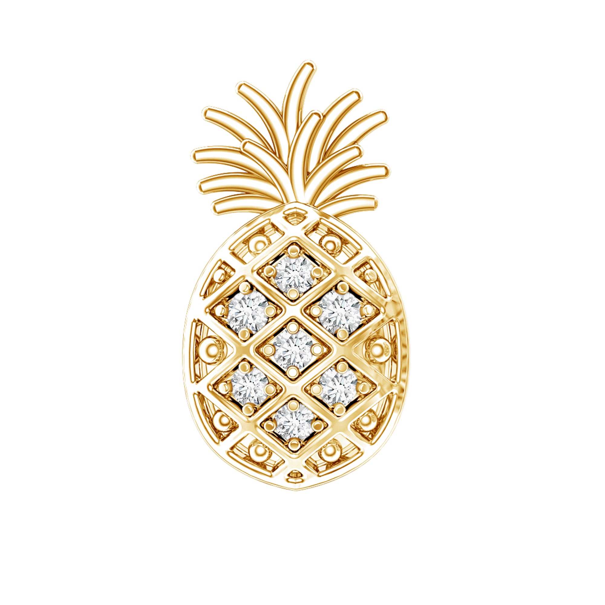 Diamond Pineapple Earring for Cartilage Piercing Lab - ( EF-VS ) - Rosec Jewels