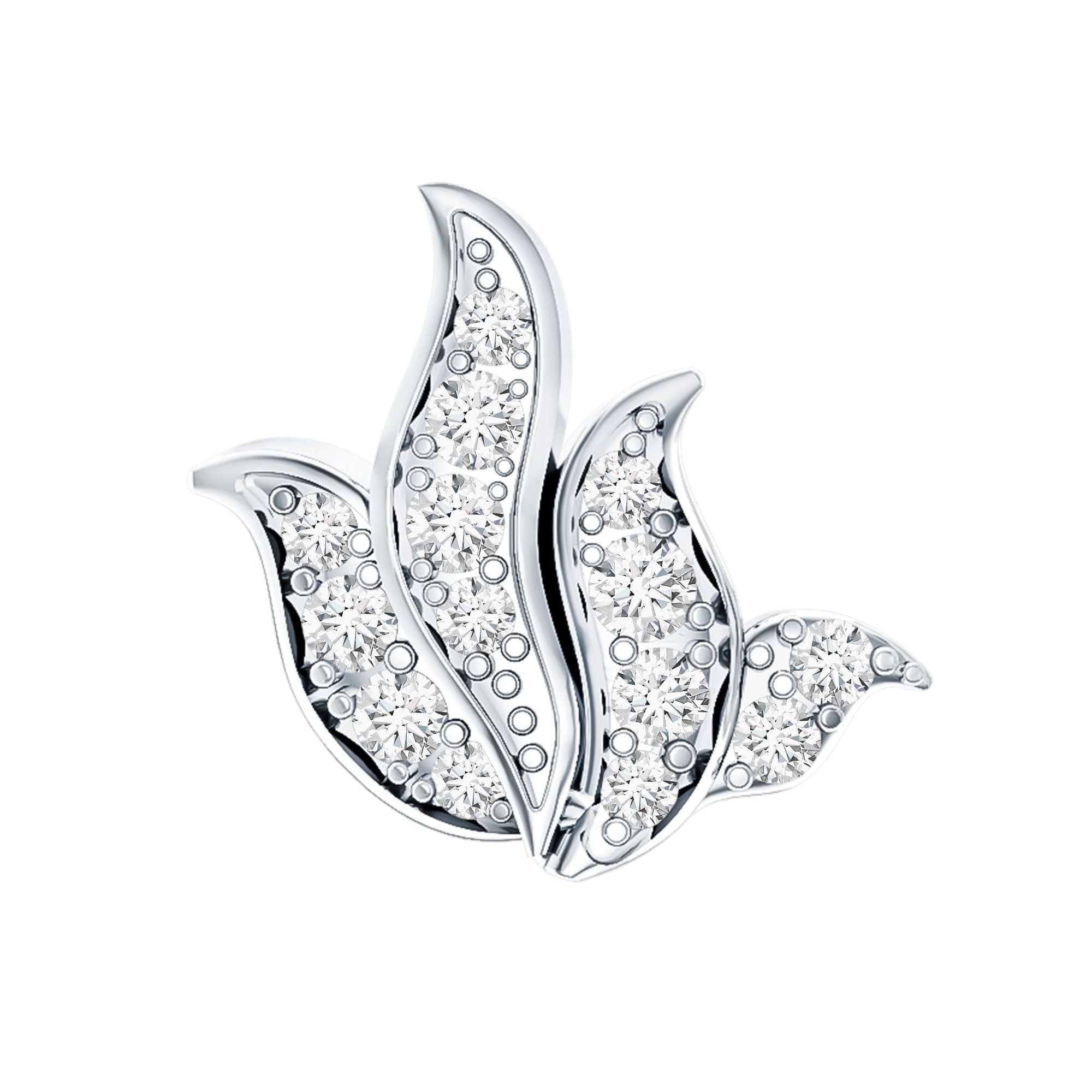 Diamond Leaf Helix Earring for Women Lab - ( EF-VS ) - Rosec Jewels