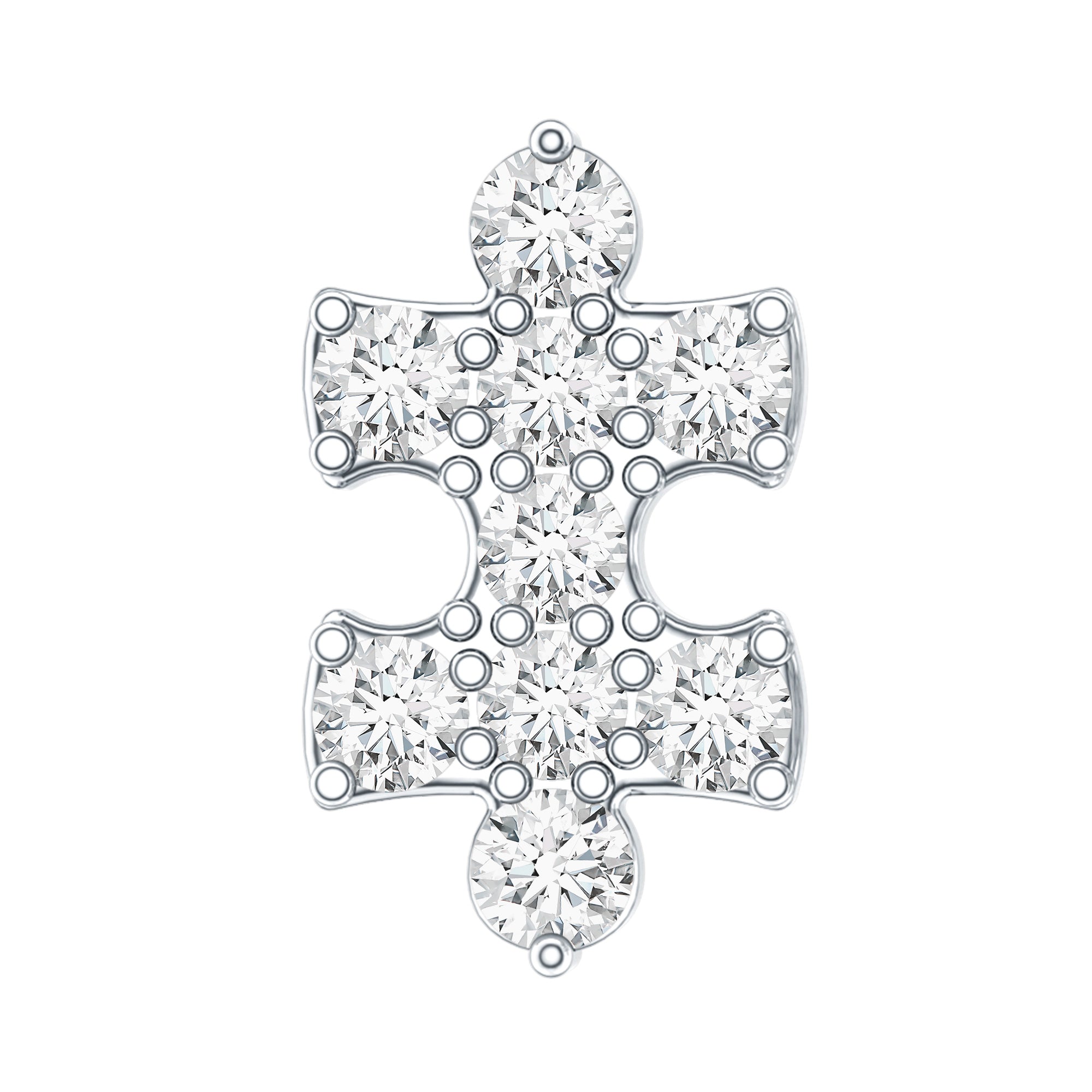 Diamond Puzzle Piece Earring for Helix Piercing Lab - ( EF-VS ) - Rosec Jewels