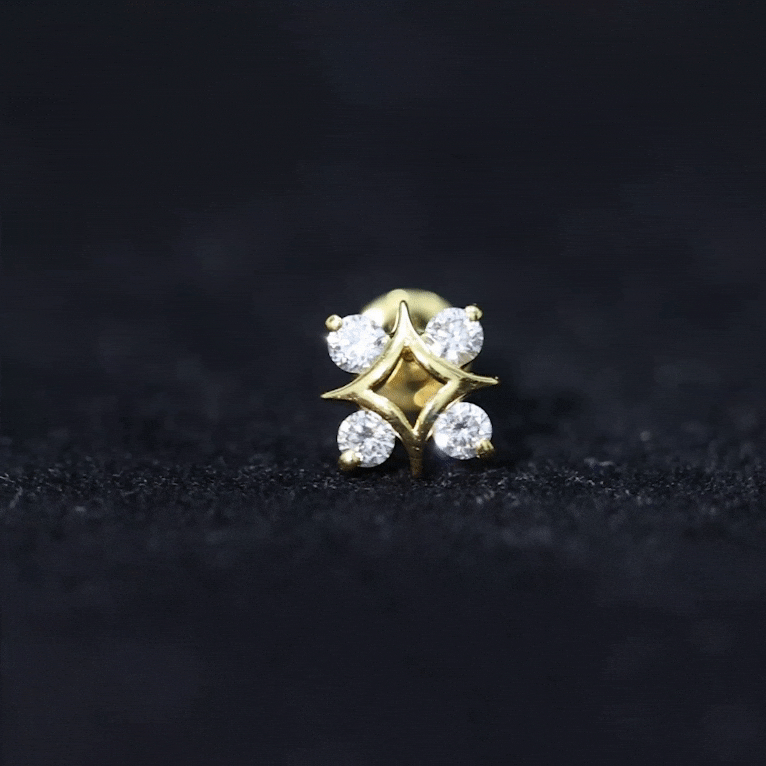 Round Moissanite Star Earring for Helix Piercing D-VS1 - Rosec Jewels