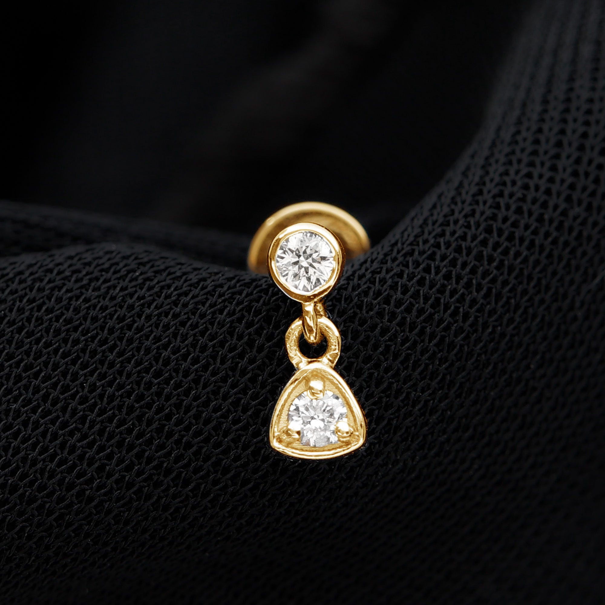 Genuine Diamond Drop Earring for Helix Piercing Natural - ( HI-SI ) - Rosec Jewels