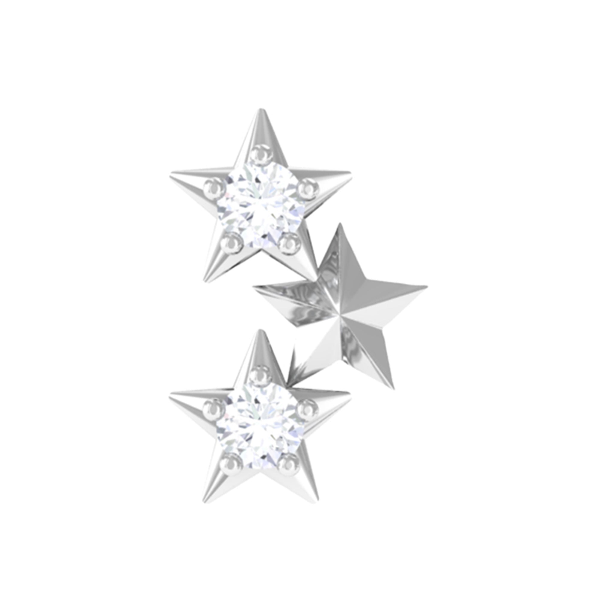 Genuine Round Diamond Three Star Cartilage Earring Natural - ( HI-SI ) - Rosec Jewels