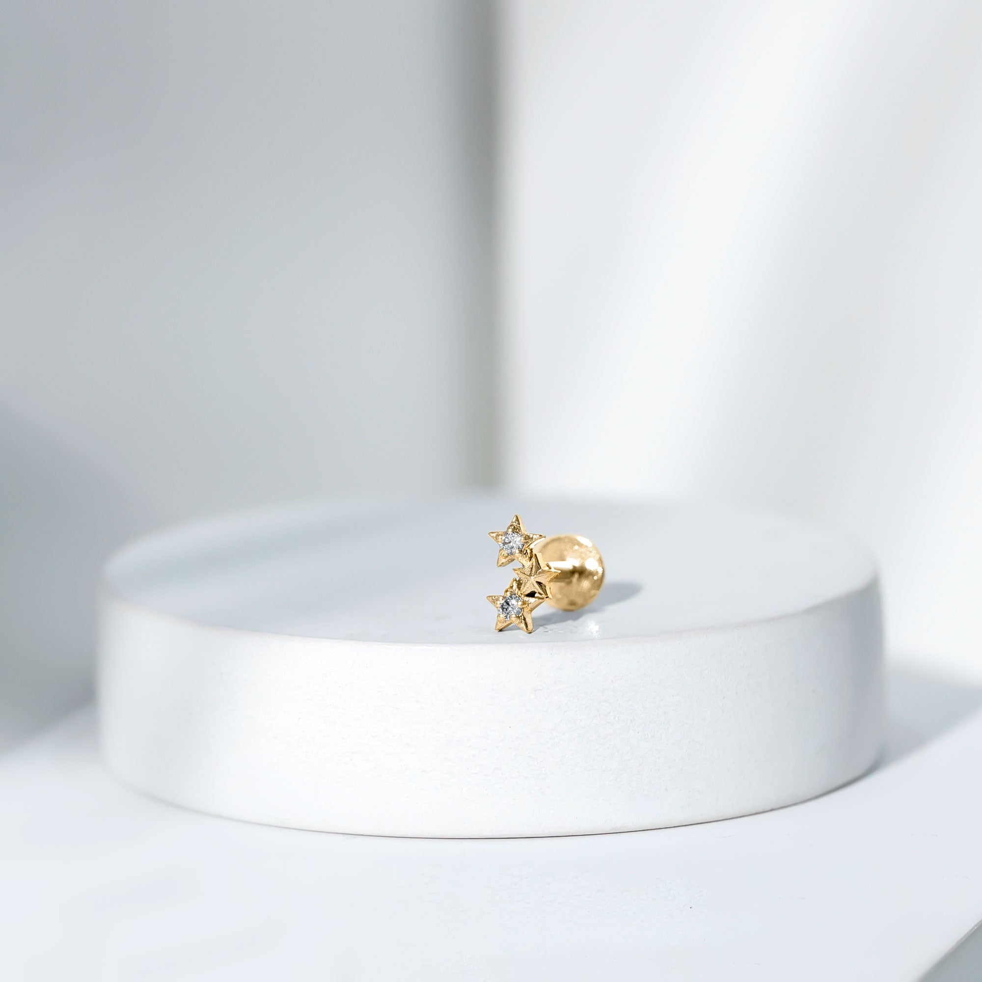 Genuine Round Diamond Three Star Cartilage Earring Natural - ( HI-SI ) - Rosec Jewels