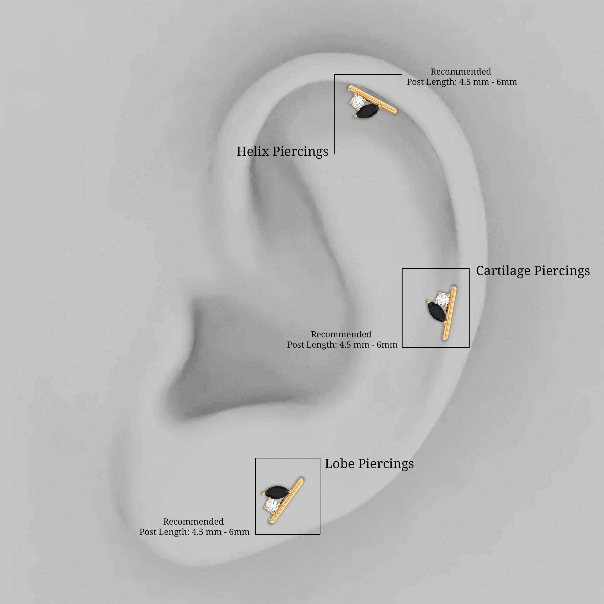 Contemporary Lab Grown Black and White Diamond Helix Earring AAAA ( Synthetic ) - Rosec Jewels
