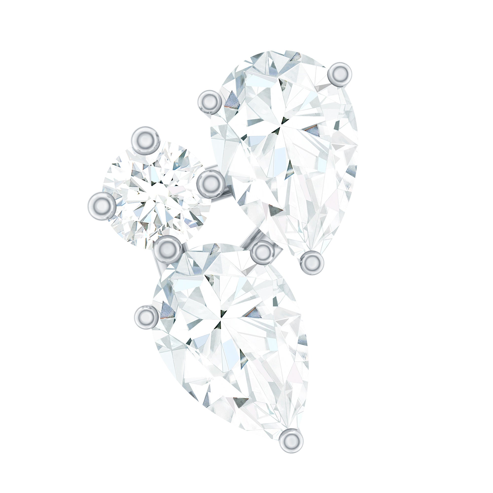 Pear and Round Cut Moissanite Cluster Helix Earring D-VS1 - Rosec Jewels