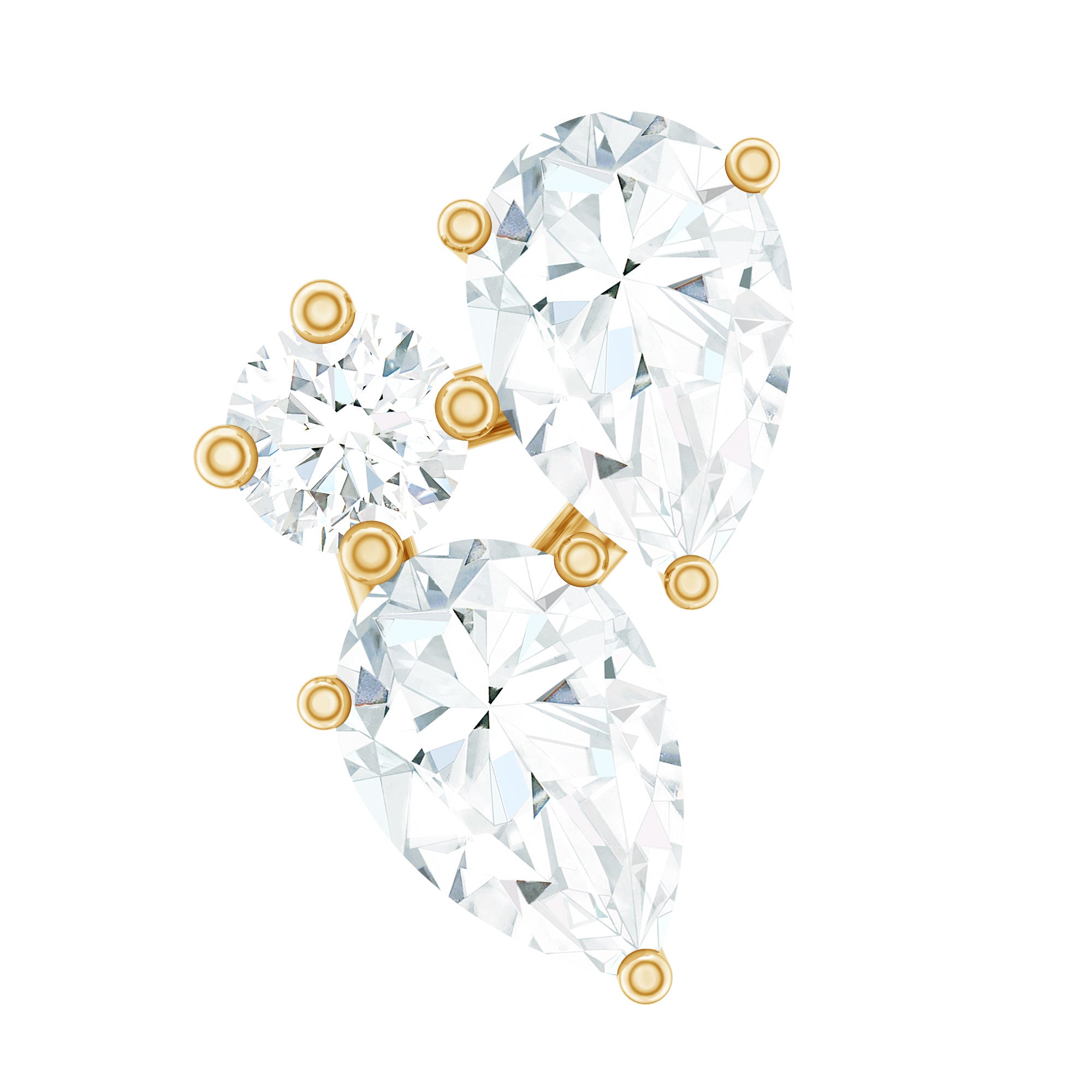 Pear and Round Cut Moissanite Cluster Helix Earring D-VS1 - Rosec Jewels