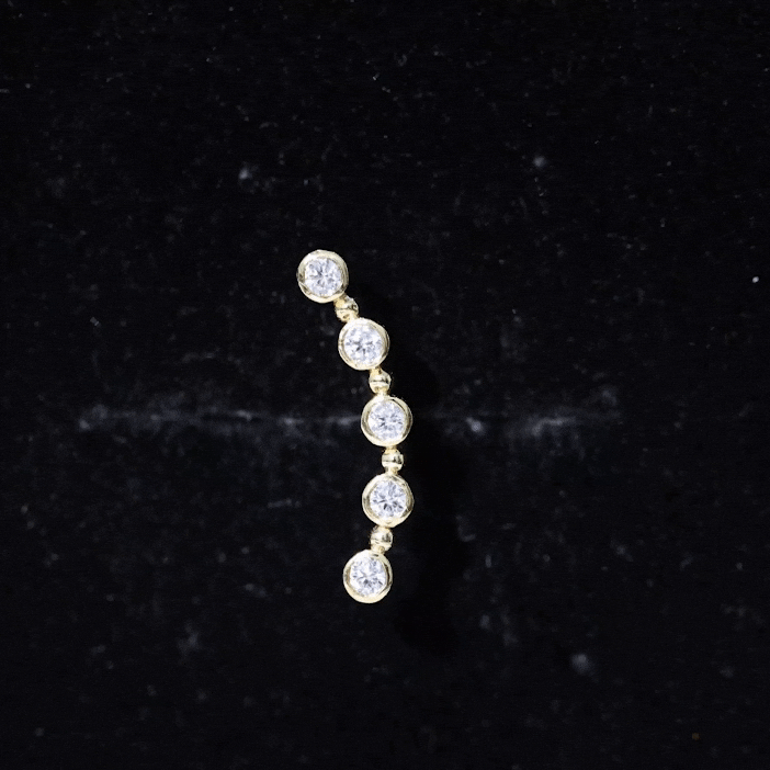 Round Moissanite Curved Climber Earring in Bezel Setting D-VS1 - Rosec Jewels