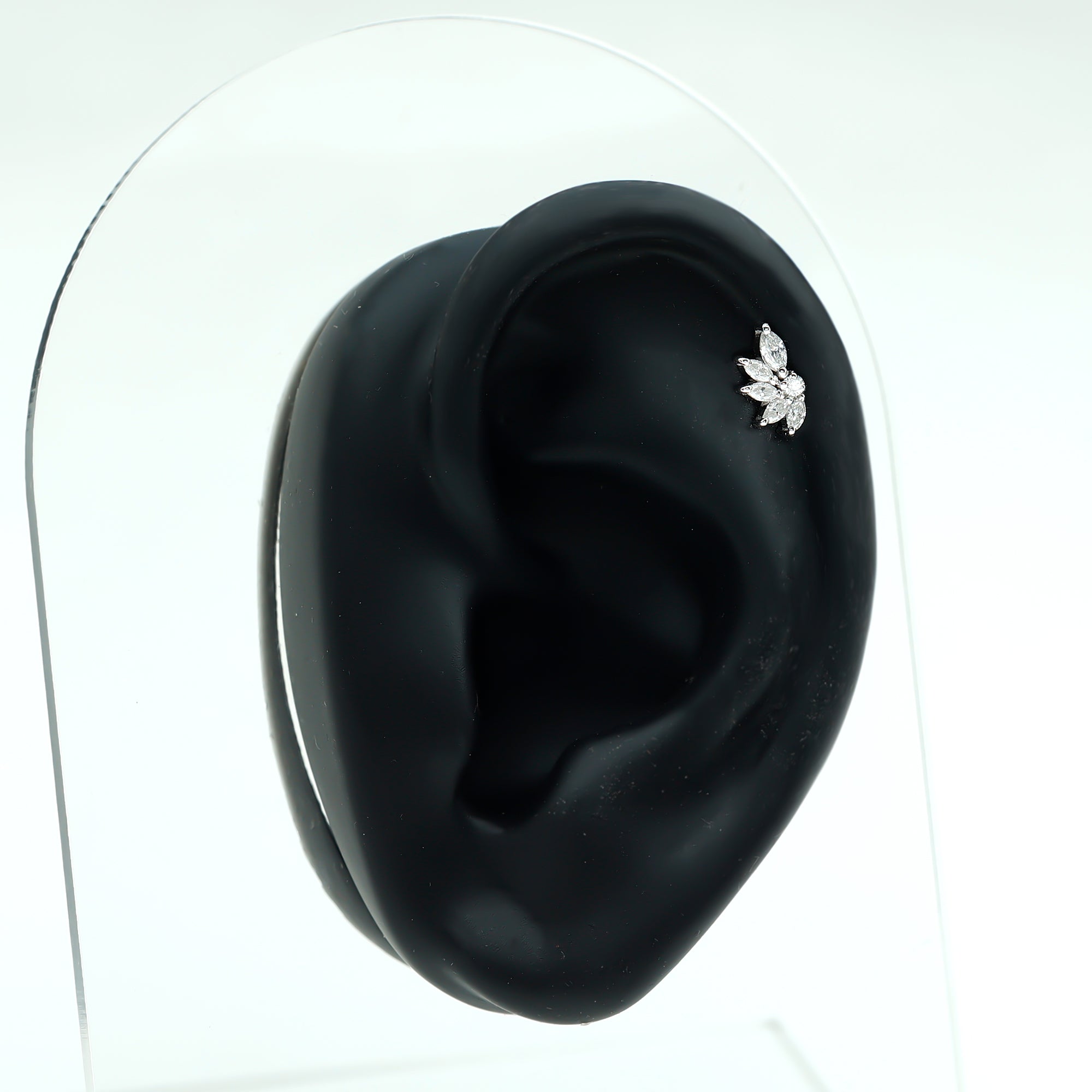 Marquise Diamond Leaf Cluster Earring for Cartilage Piercing Natural - ( HI-SI ) - Rosec Jewels