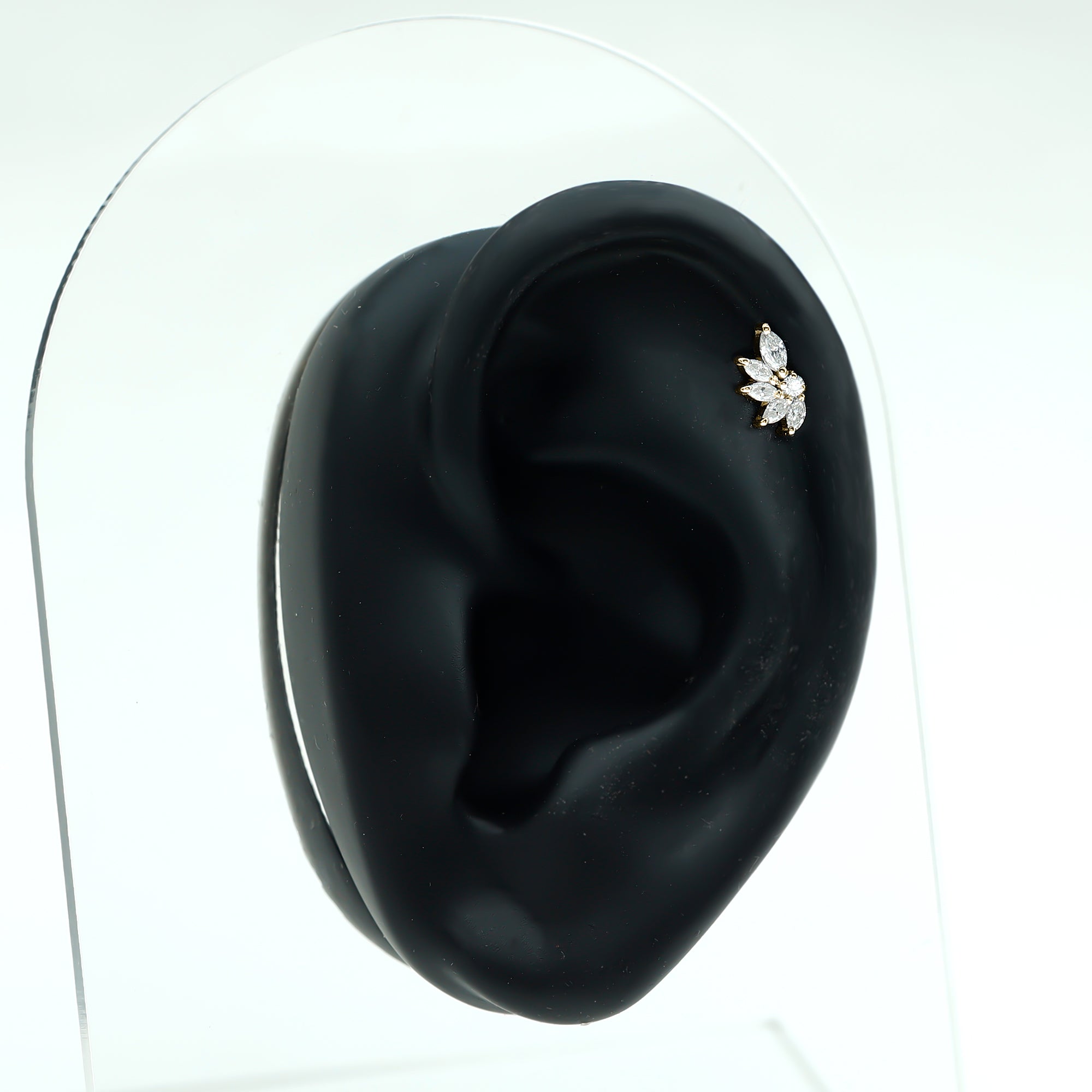 Marquise Diamond Leaf Cluster Earring for Cartilage Piercing Natural - ( HI-SI ) - Rosec Jewels