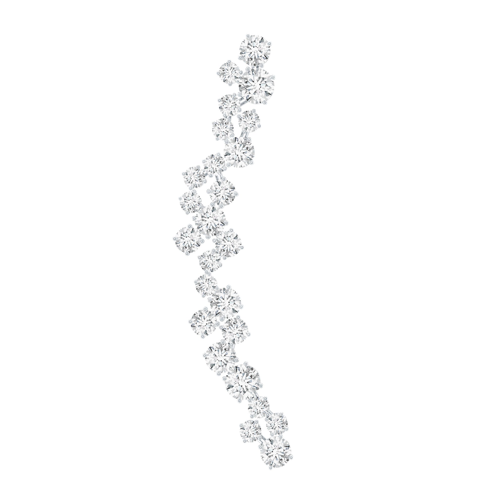 Diamond Cluster Climber Earring for Helix Piercing Natural - ( HI-SI ) - Rosec Jewels