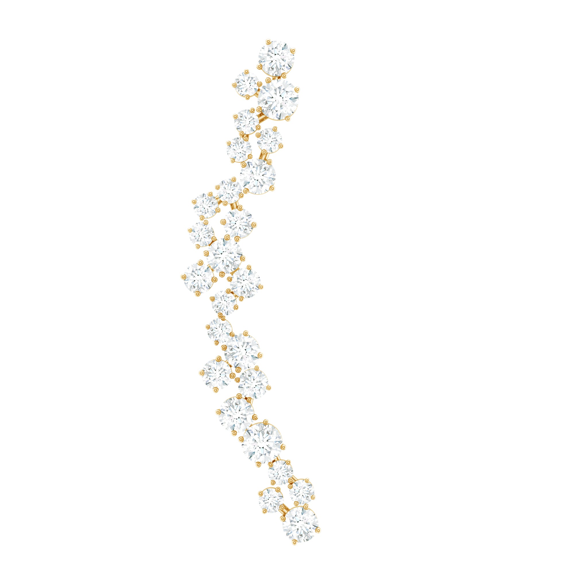 Diamond Cluster Climber Earring for Helix Piercing Natural - ( HI-SI ) - Rosec Jewels