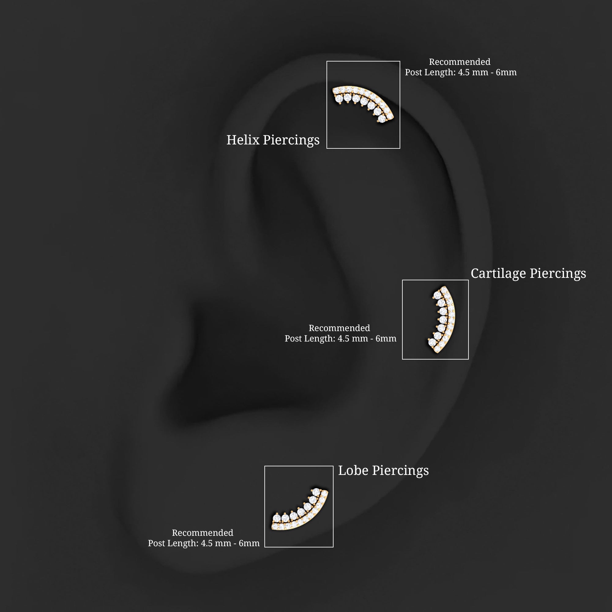 Certified Diamond Curved Cartilage Earring for Women Natural - ( HI-SI ) - Rosec Jewels