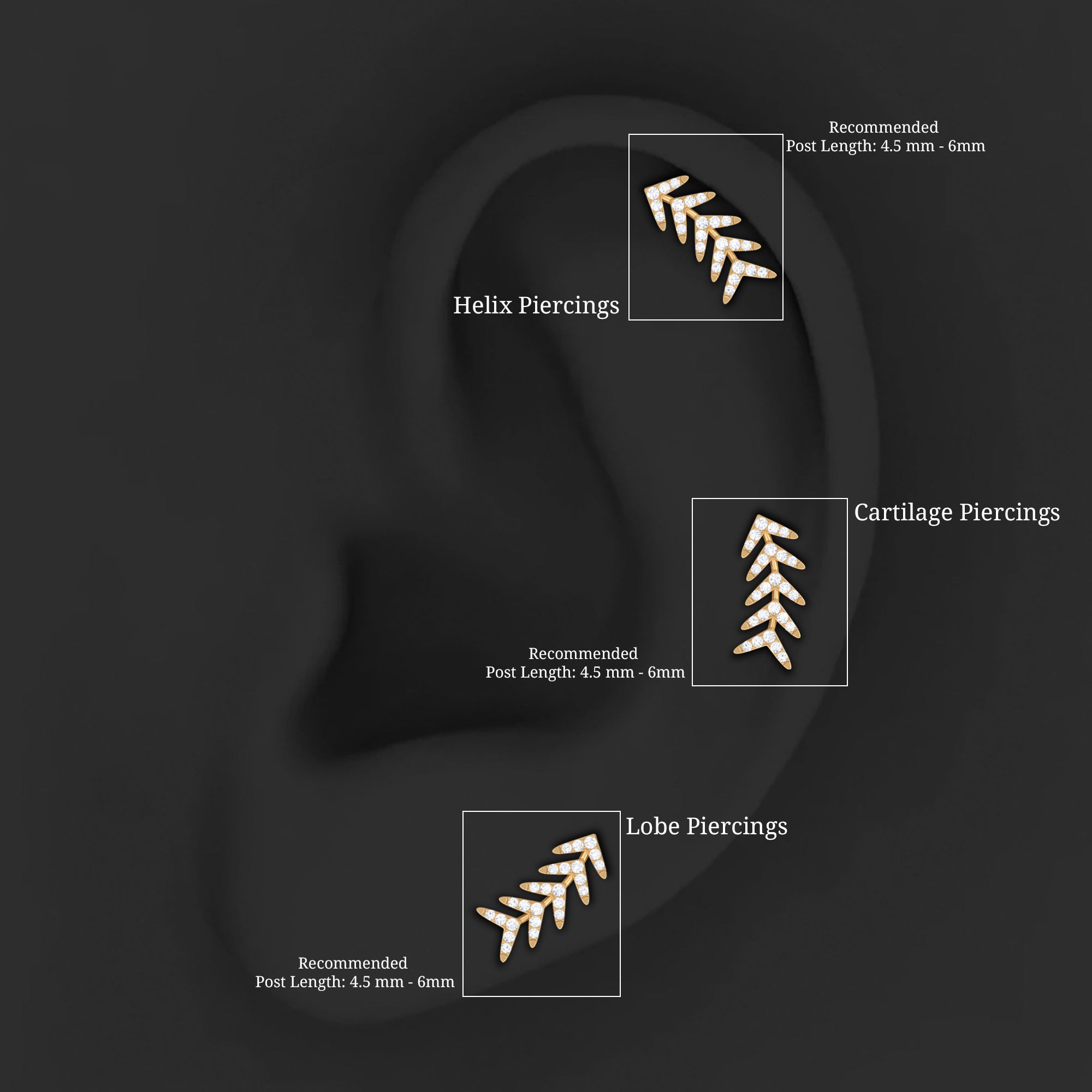 Minimalist Diamond Leaf Crawler Earring for Helix Piercing Natural - ( HI-SI ) - Rosec Jewels